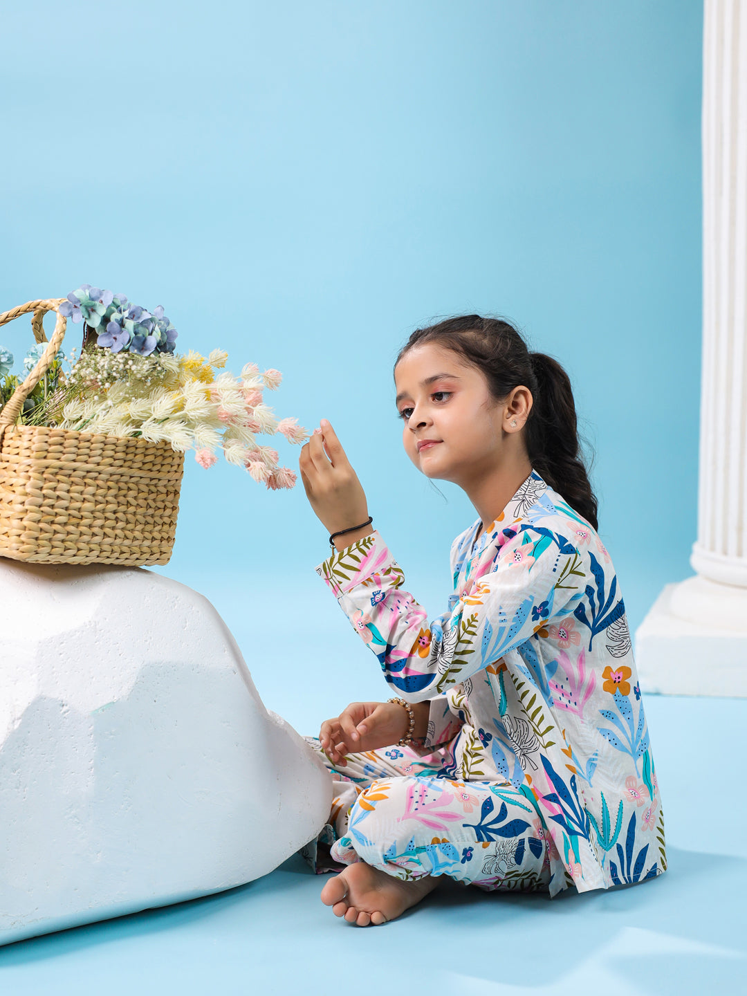 Set of 3 Floral Printed Kids Night Suit