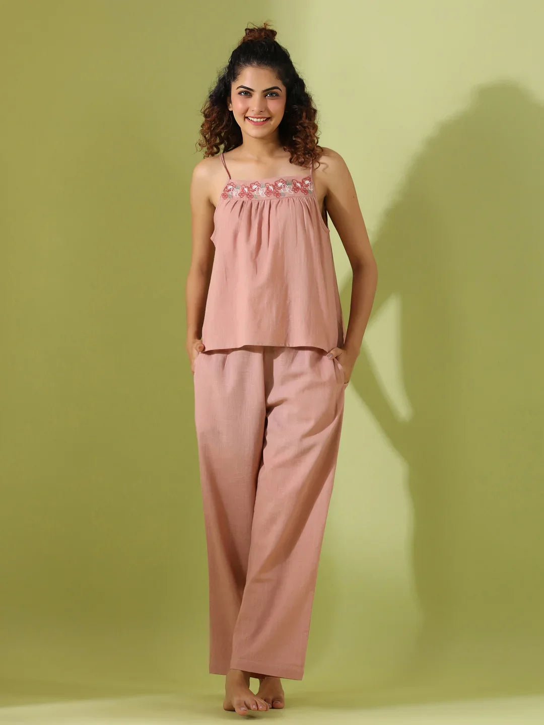 Sea Pink Cotton Slub Night Suit