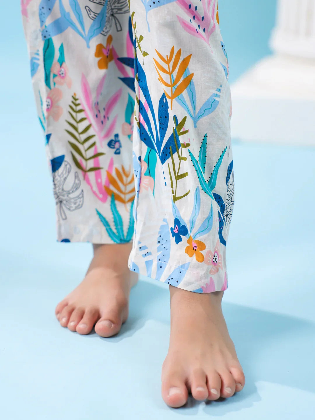 Set of 3 Floral Printed Kids Night Suit - SanskrutiHomes