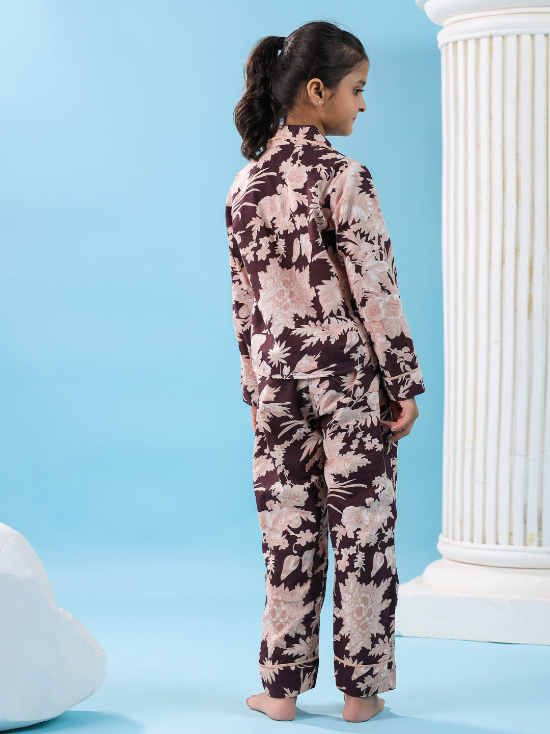 Floral Printed Full Sleeve Night Suit Set