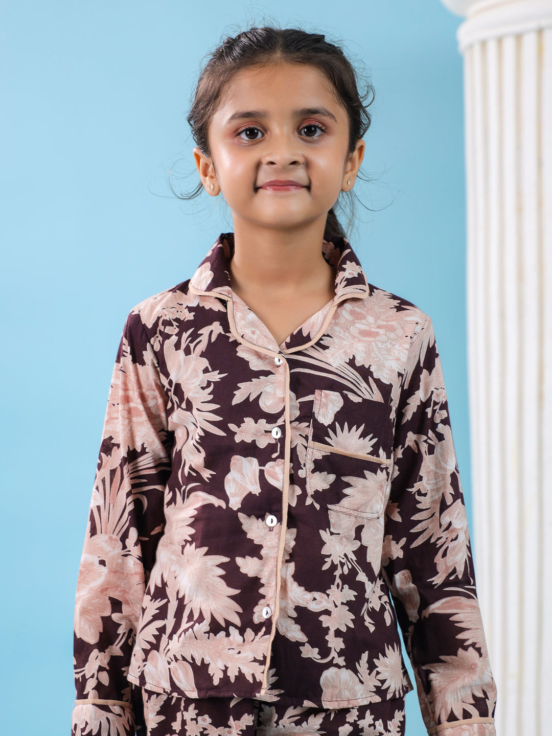 Floral Printed Full Sleeve Night Suit Set