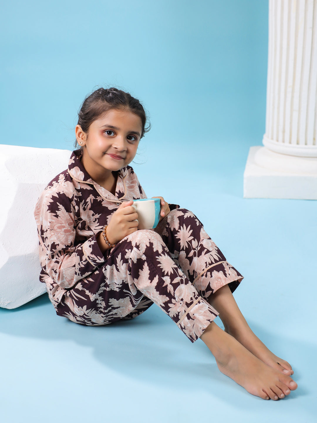 Floral Printed Full Sleeve Night Suit Set