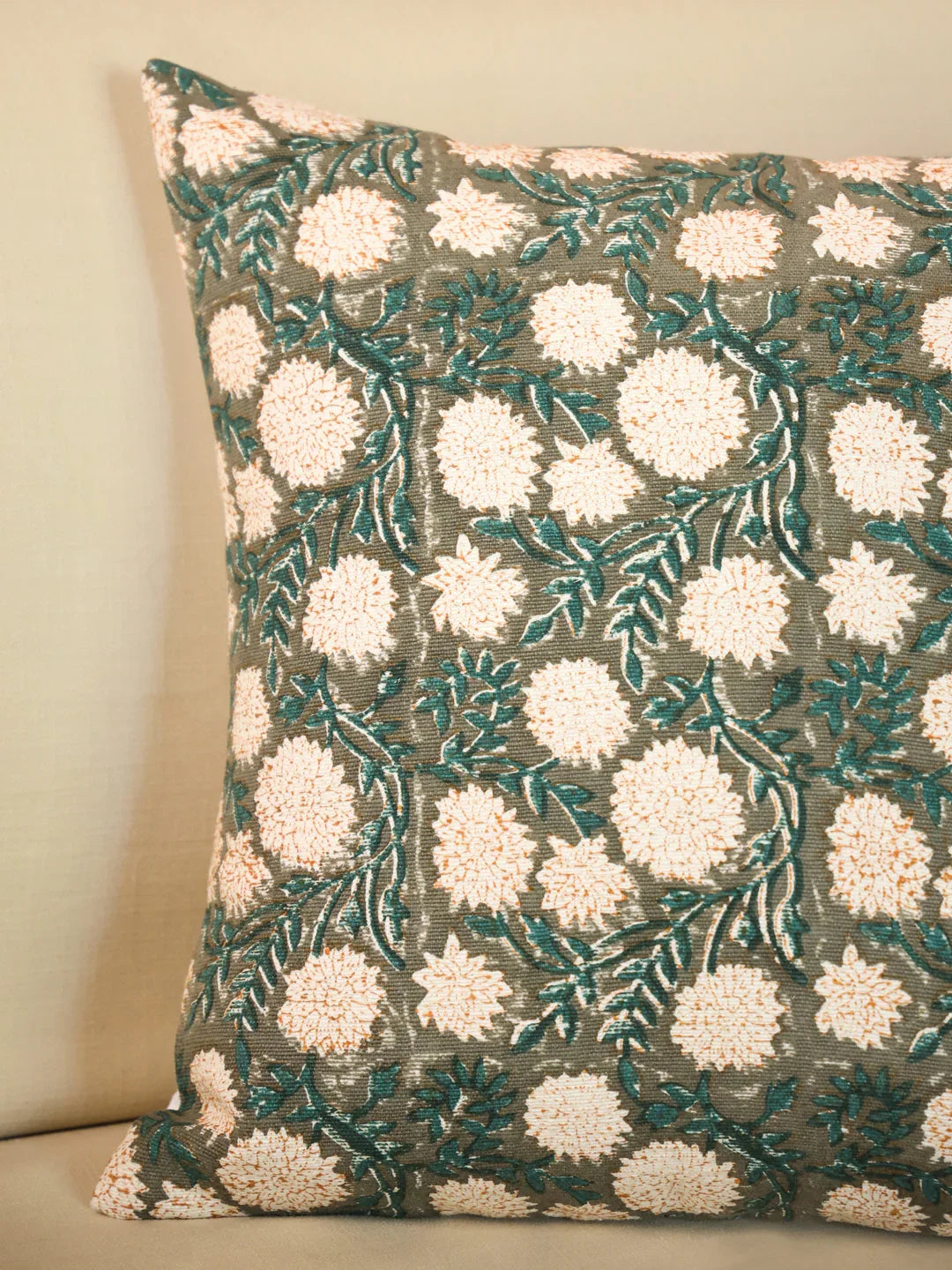 Cotton Off White Colour Floral Cushion Covers - SanskrutiHomes