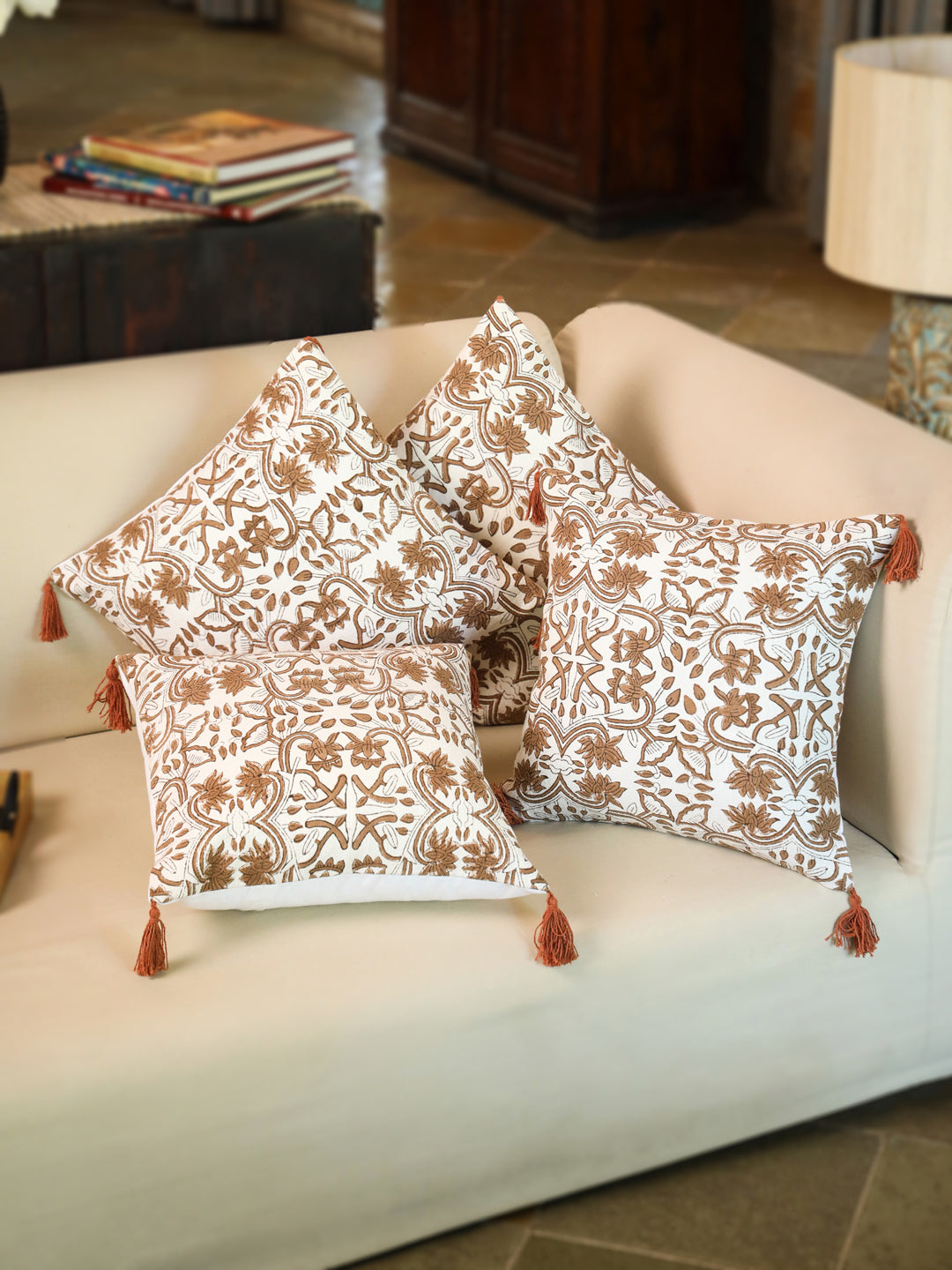 Cotton Brown Colour Ethnic Motifs Cushion Covers