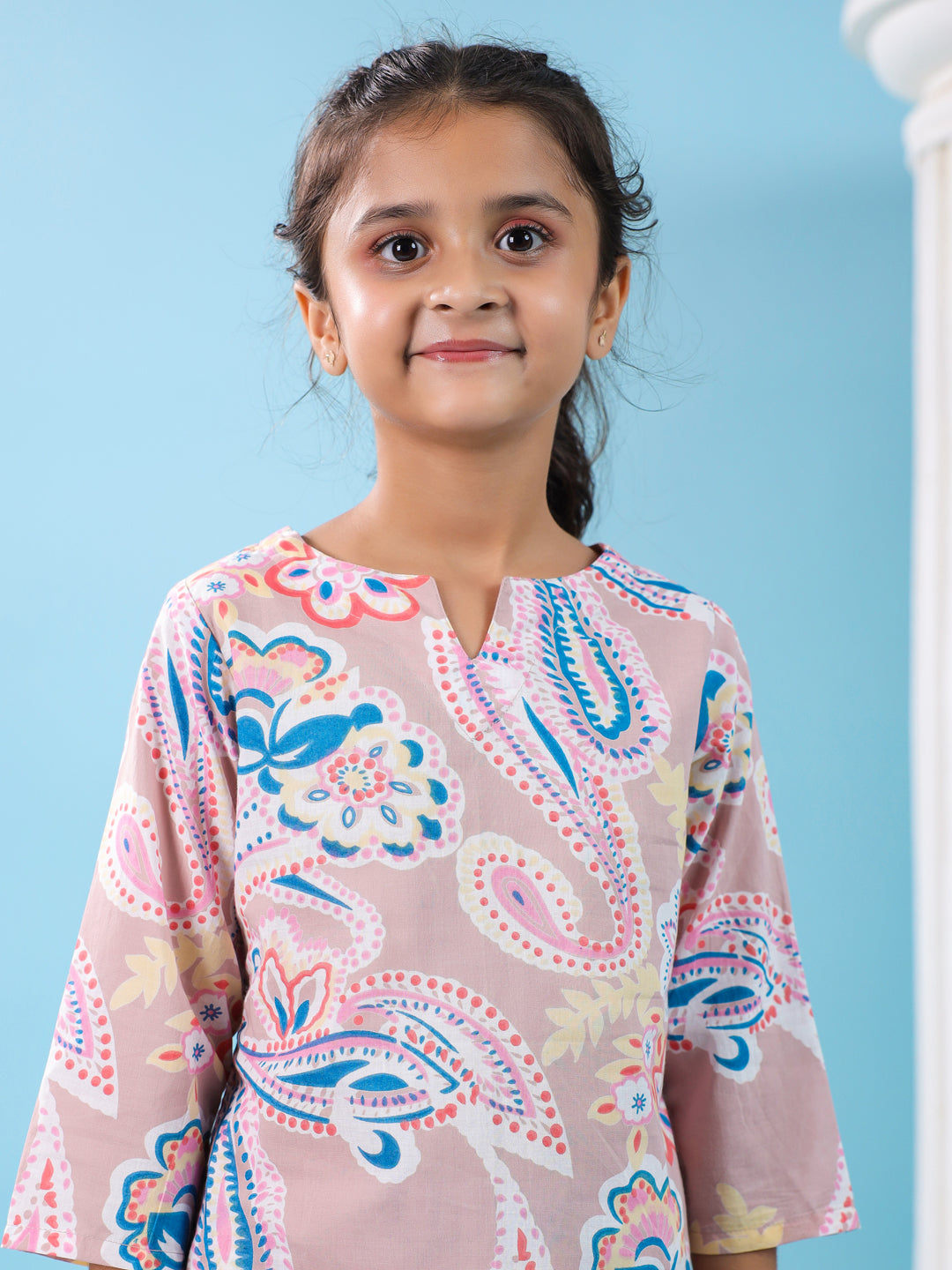 Pink Flower Printed Night Suit Set