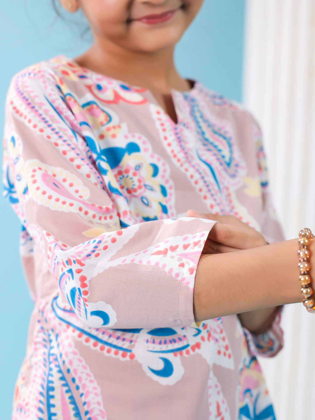 Pink Flower Printed Night Suit Set