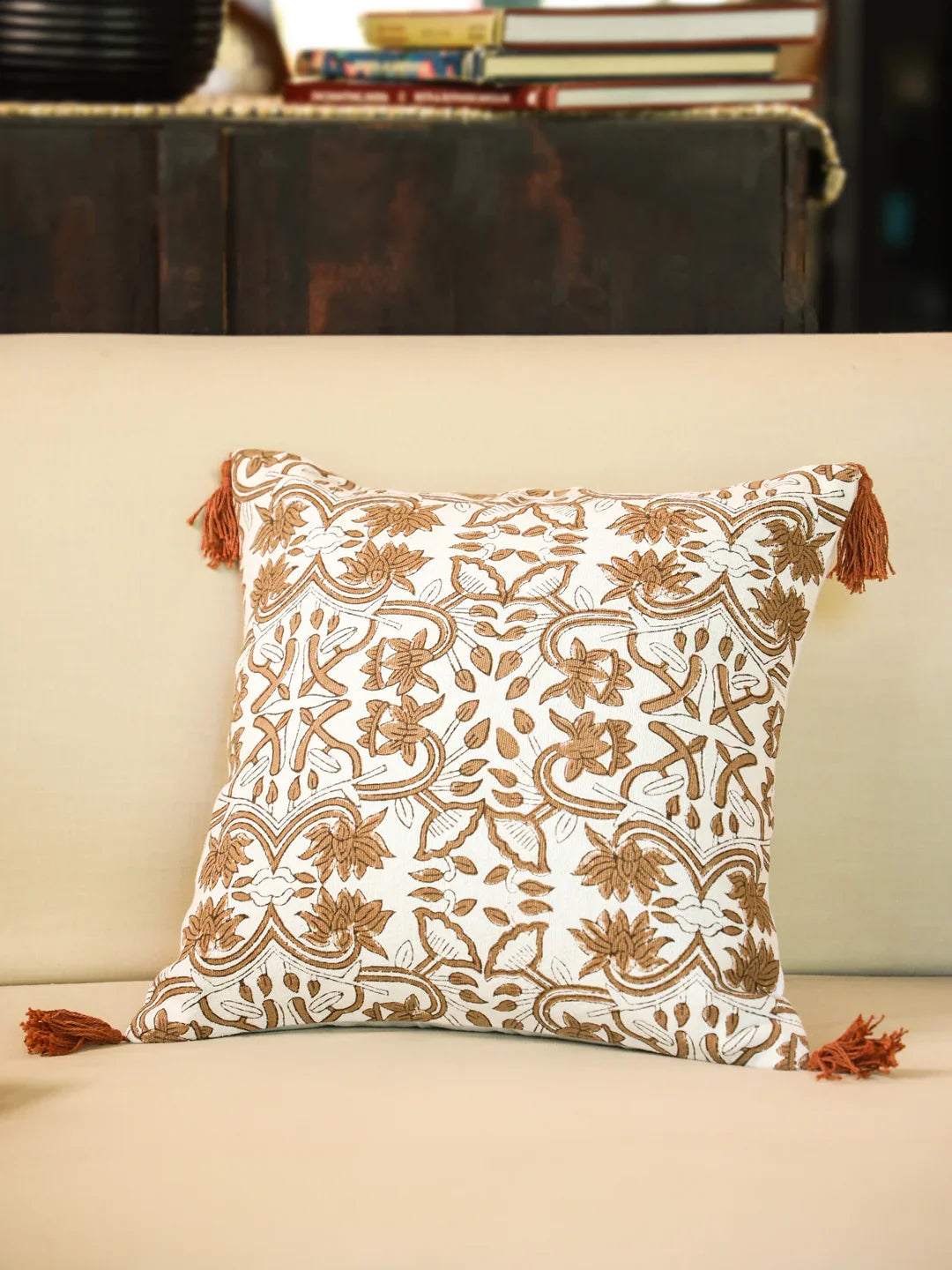 Cotton Brown Colour Ethnic Motifs Cushion Covers - SanskrutiHomes