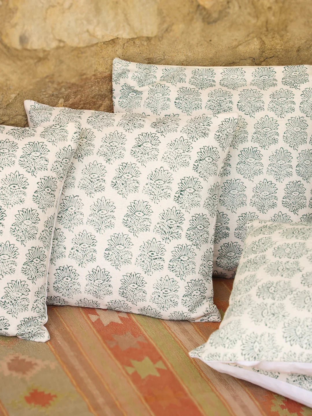 Cotton Green Colour Ethnic Motifs Cushion Covers - SanskrutiHomes