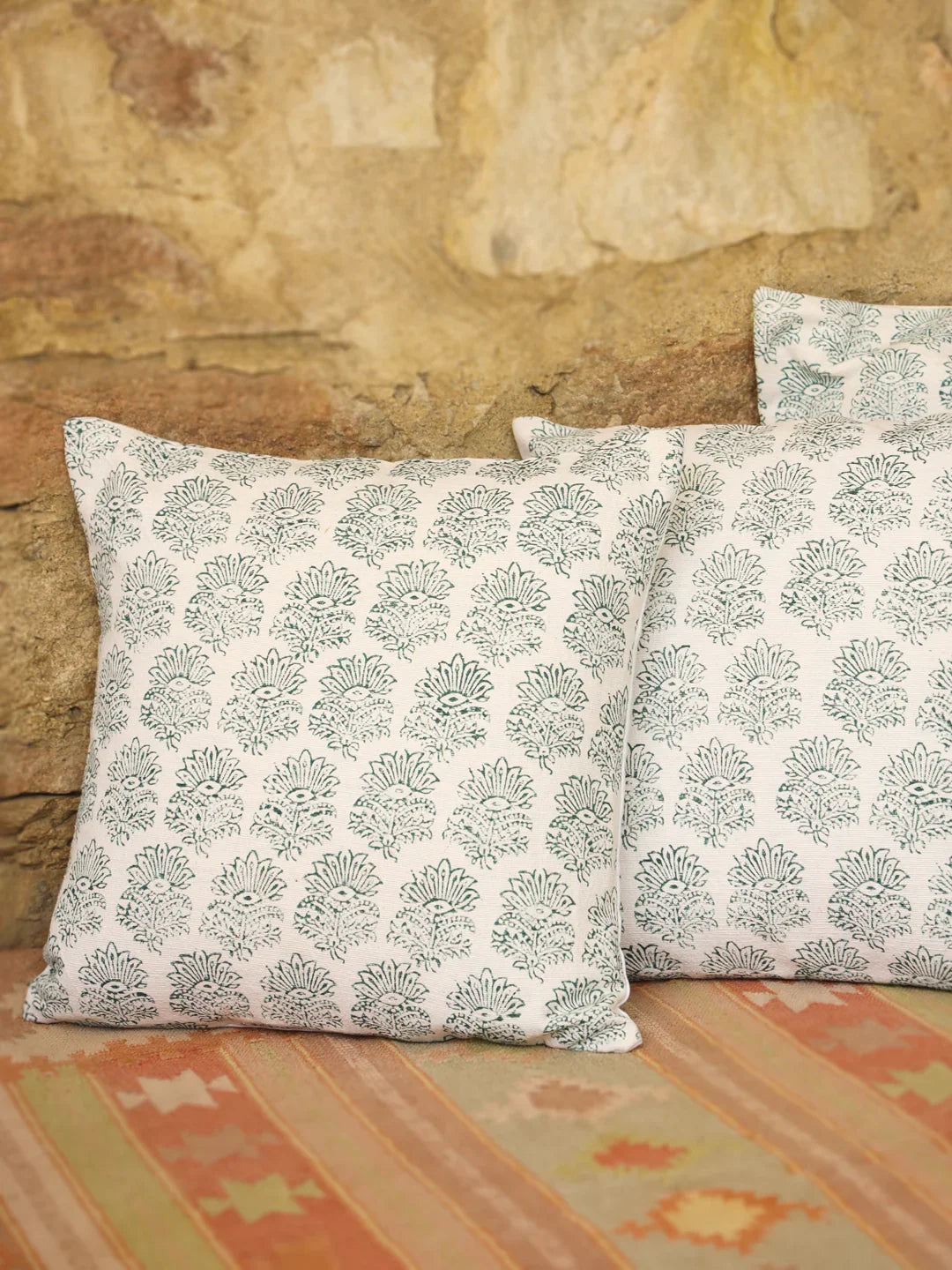 Cotton Green Colour Ethnic Motifs Cushion Covers - SanskrutiHomes