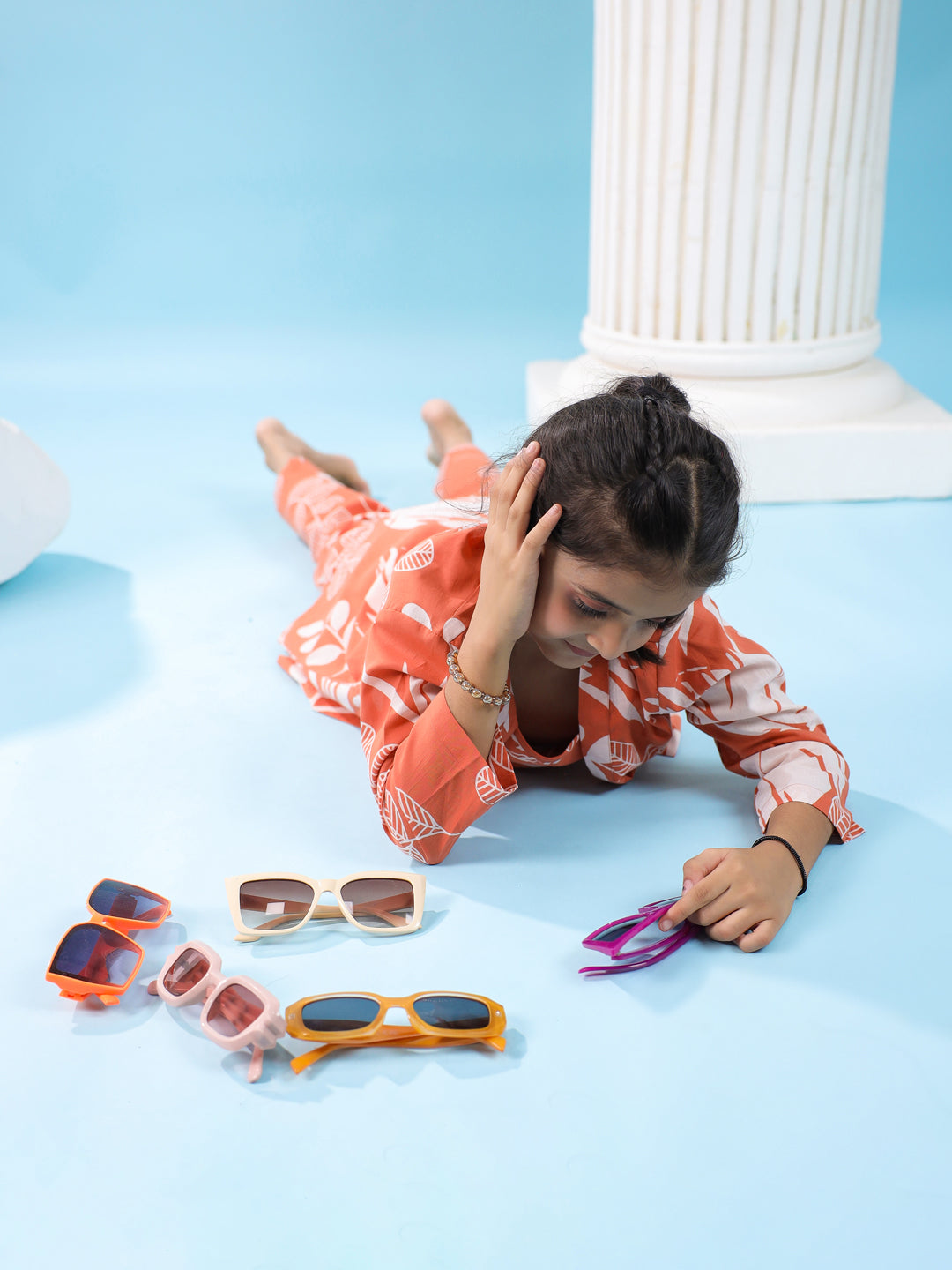 Set Of 3 Floral Cotton Night Suit Set