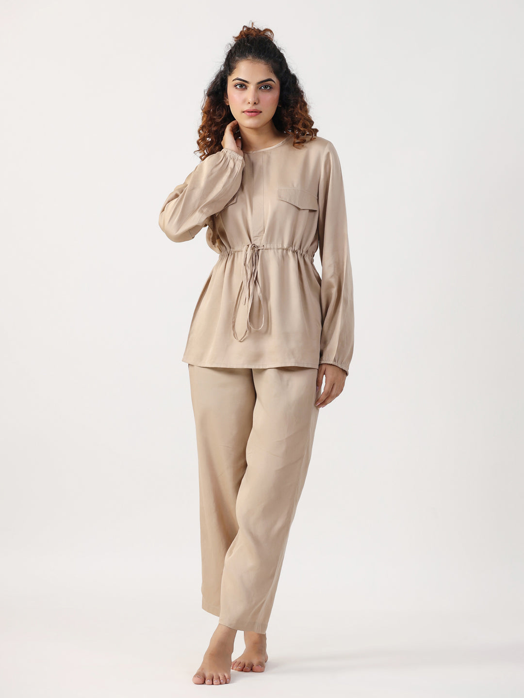 Women Beige Modal Co-Ord Set