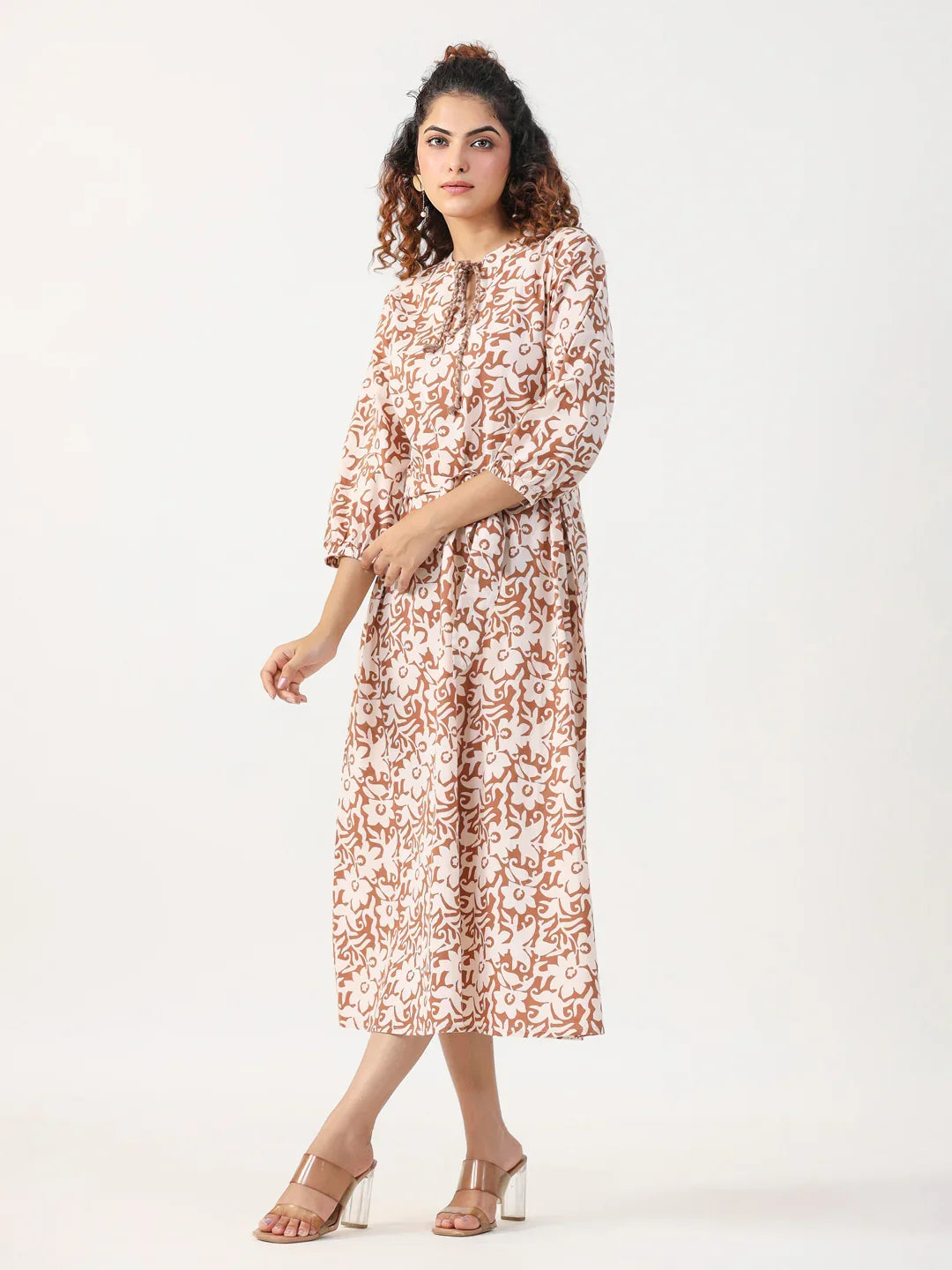 Brown abstract Dress - SanskrutiHomes