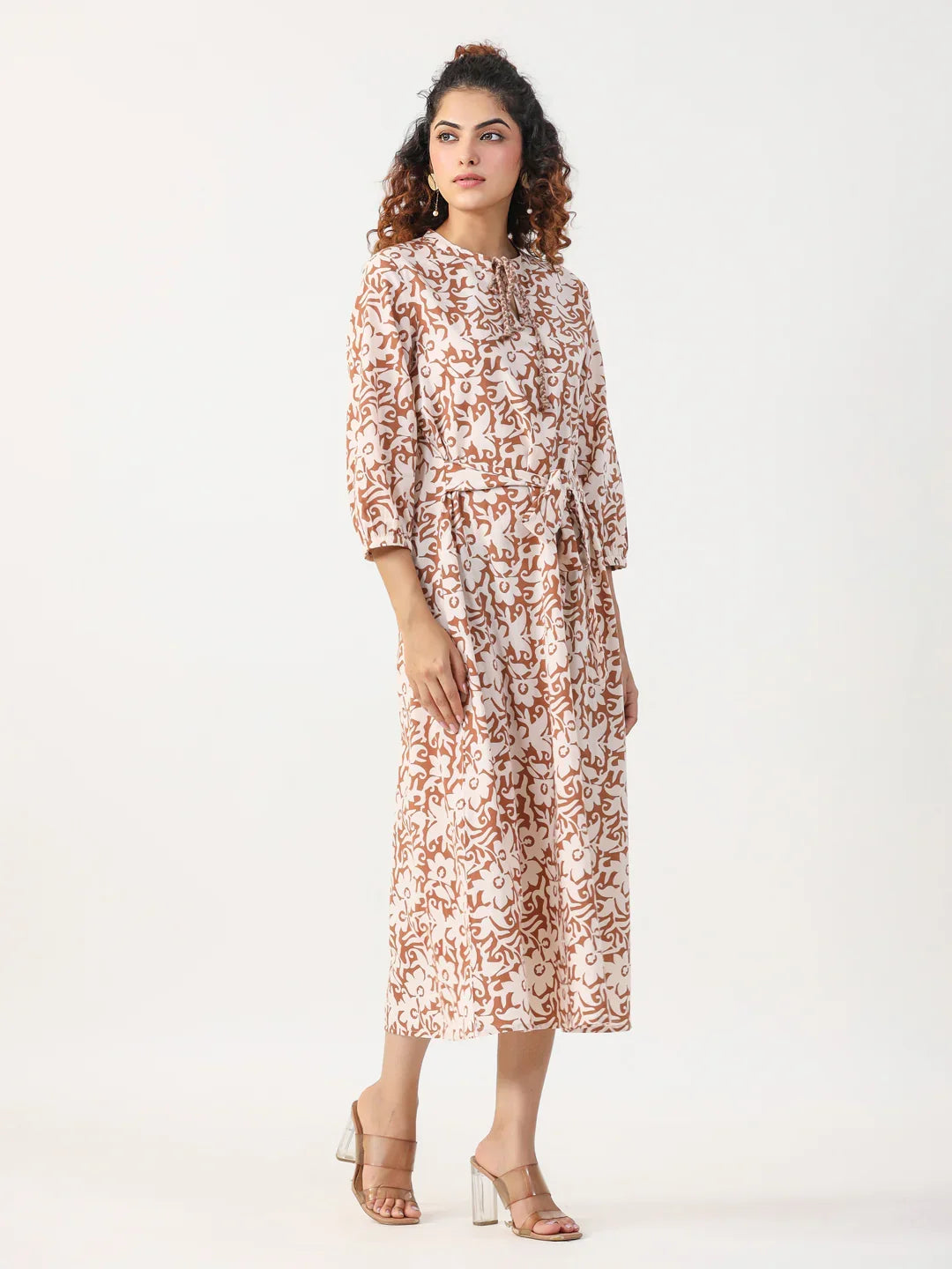 Brown abstract Dress - SanskrutiHomes