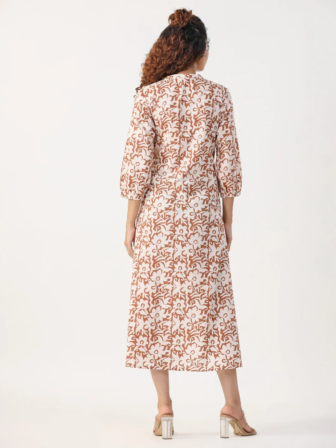 Brown abstract Dress - SanskrutiHomes