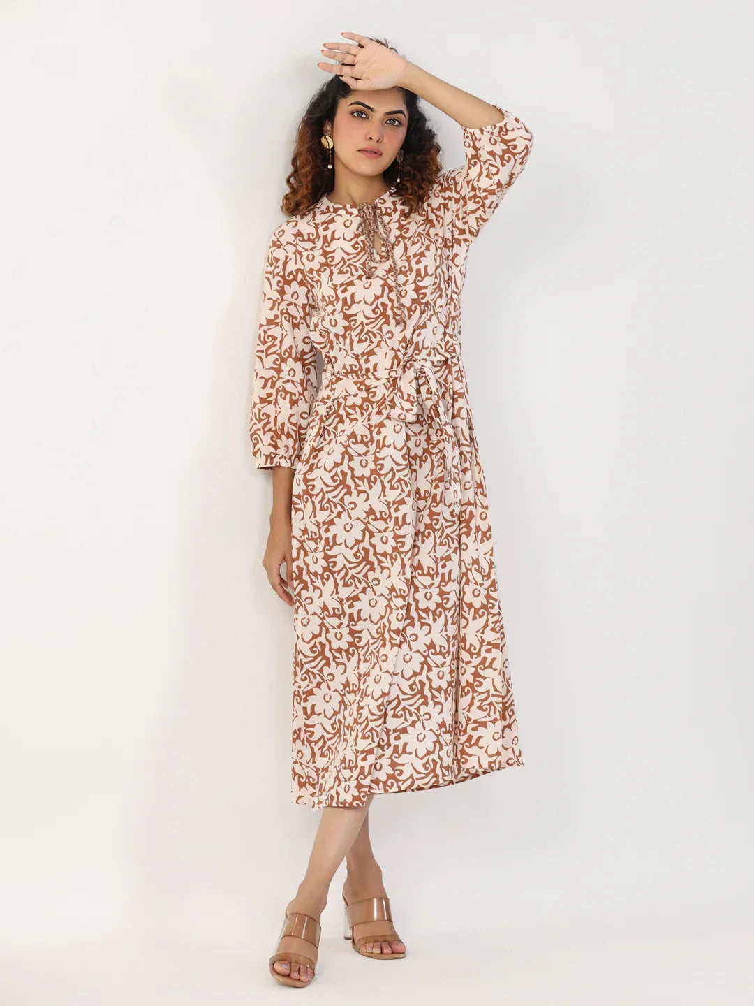 Brown abstract Dress - SanskrutiHomes