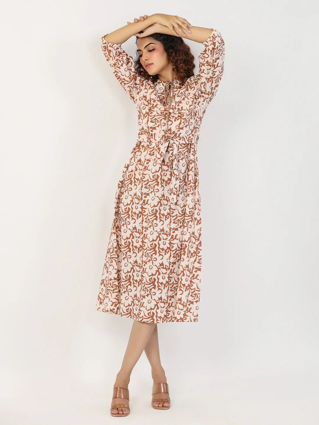 Brown abstract Dress - SanskrutiHomes