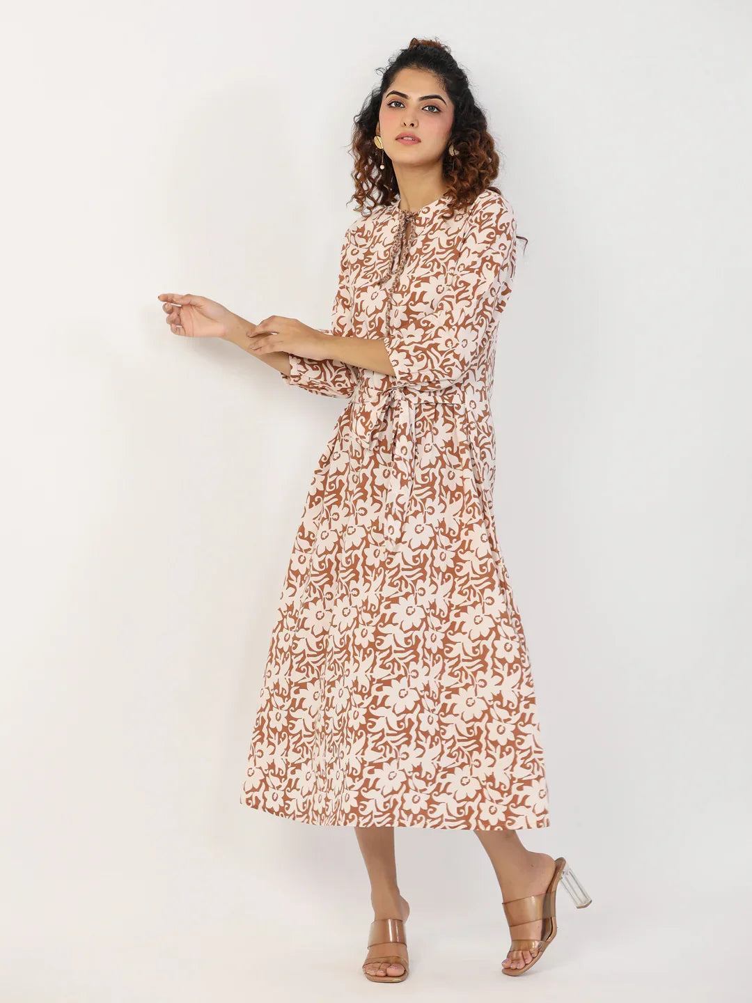 Brown abstract Dress - SanskrutiHomes