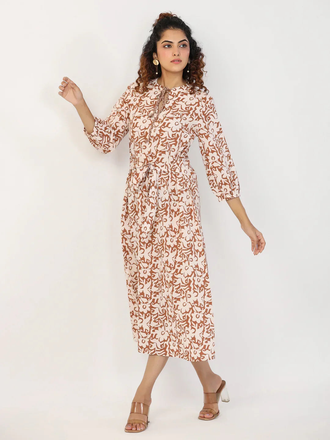 Brown abstract Dress - SanskrutiHomes