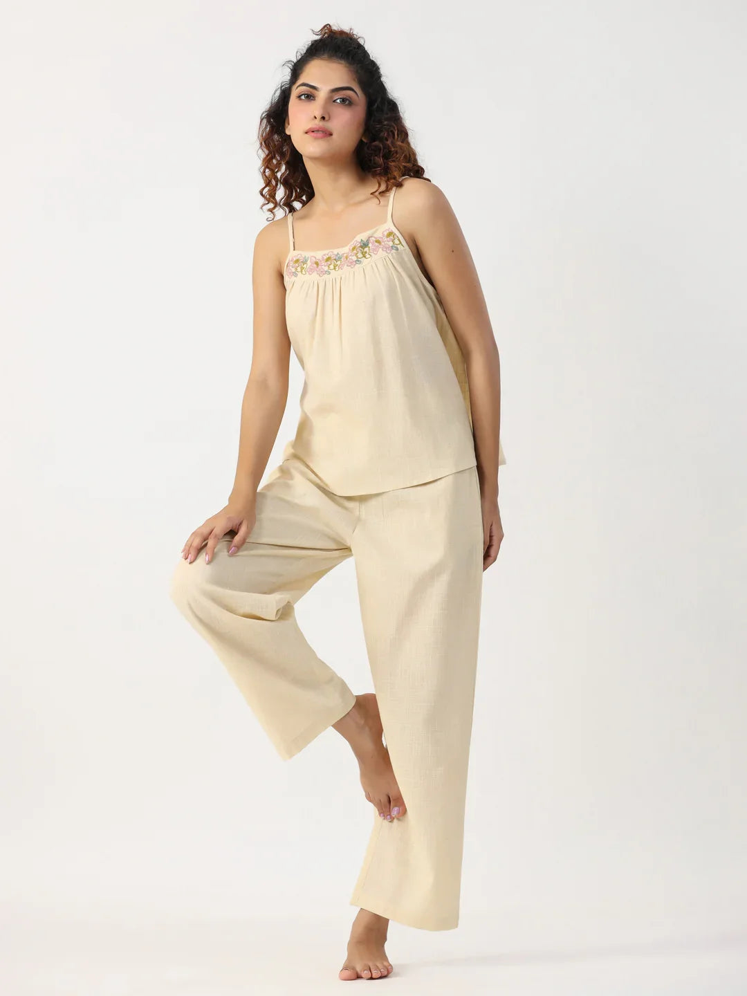 Creame Cotton Slub Night Suit