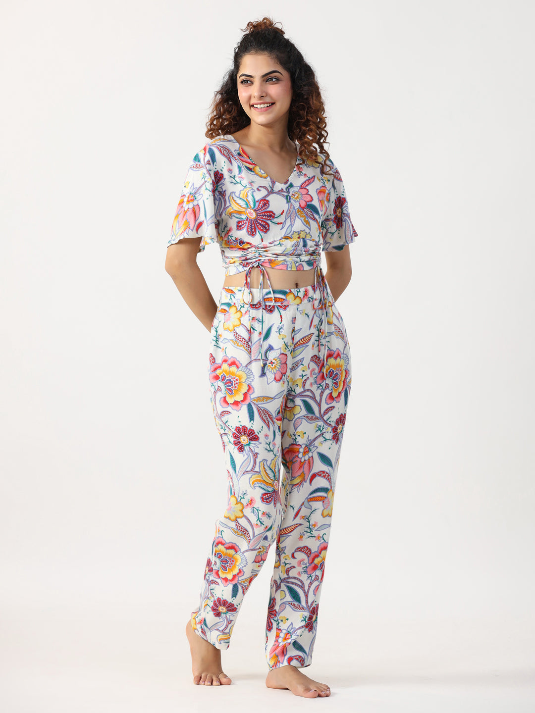 Floral Printed Night Suit set - SanskrutiHomes