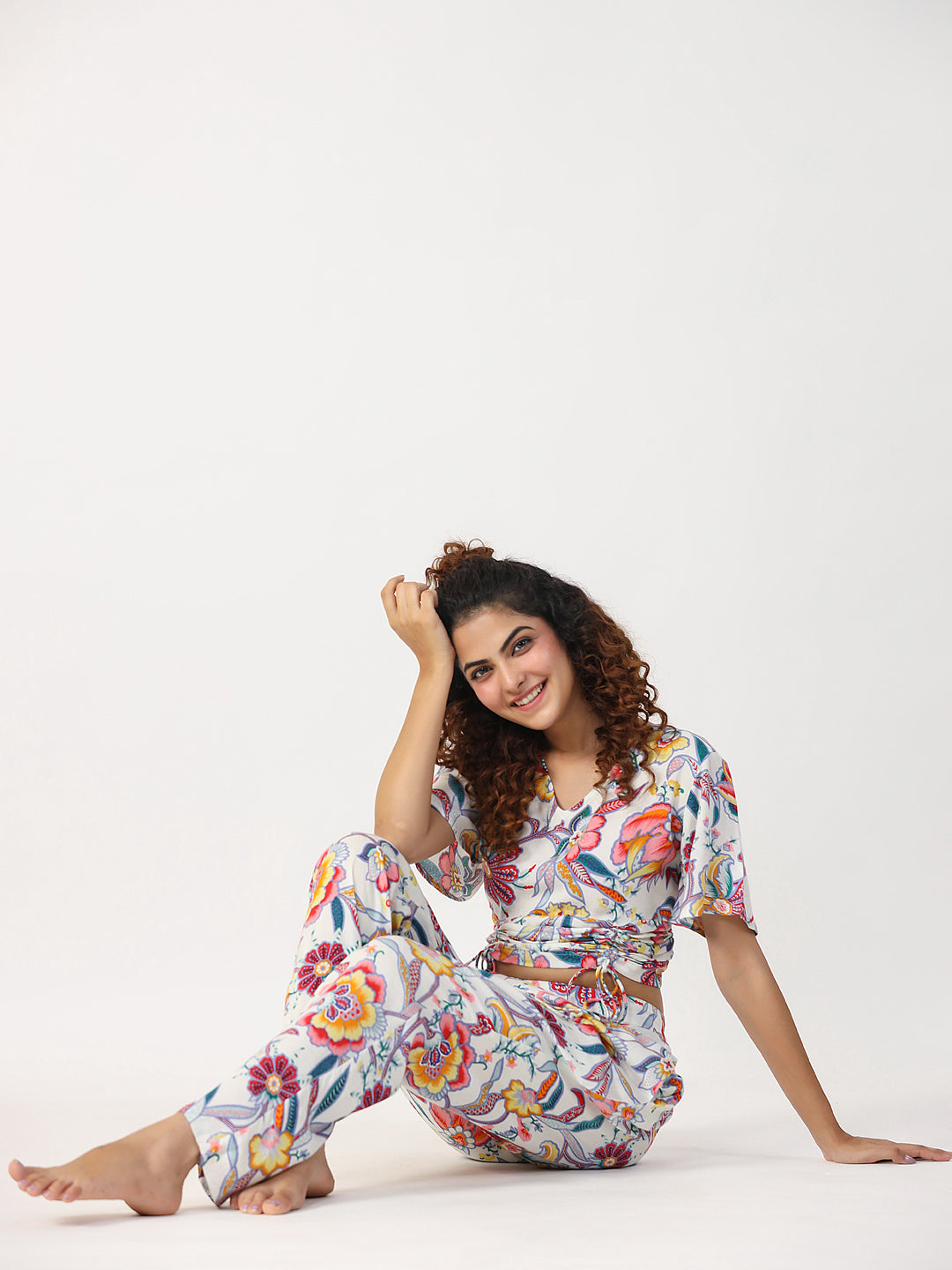 Floral Printed Night Suit set - SanskrutiHomes