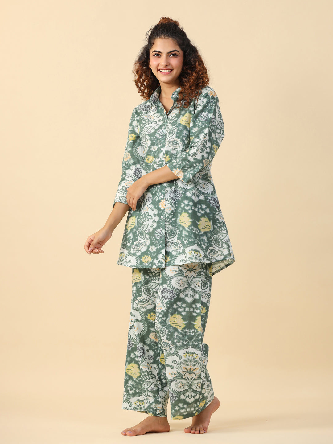 Green Printed pure cotton co-ord set