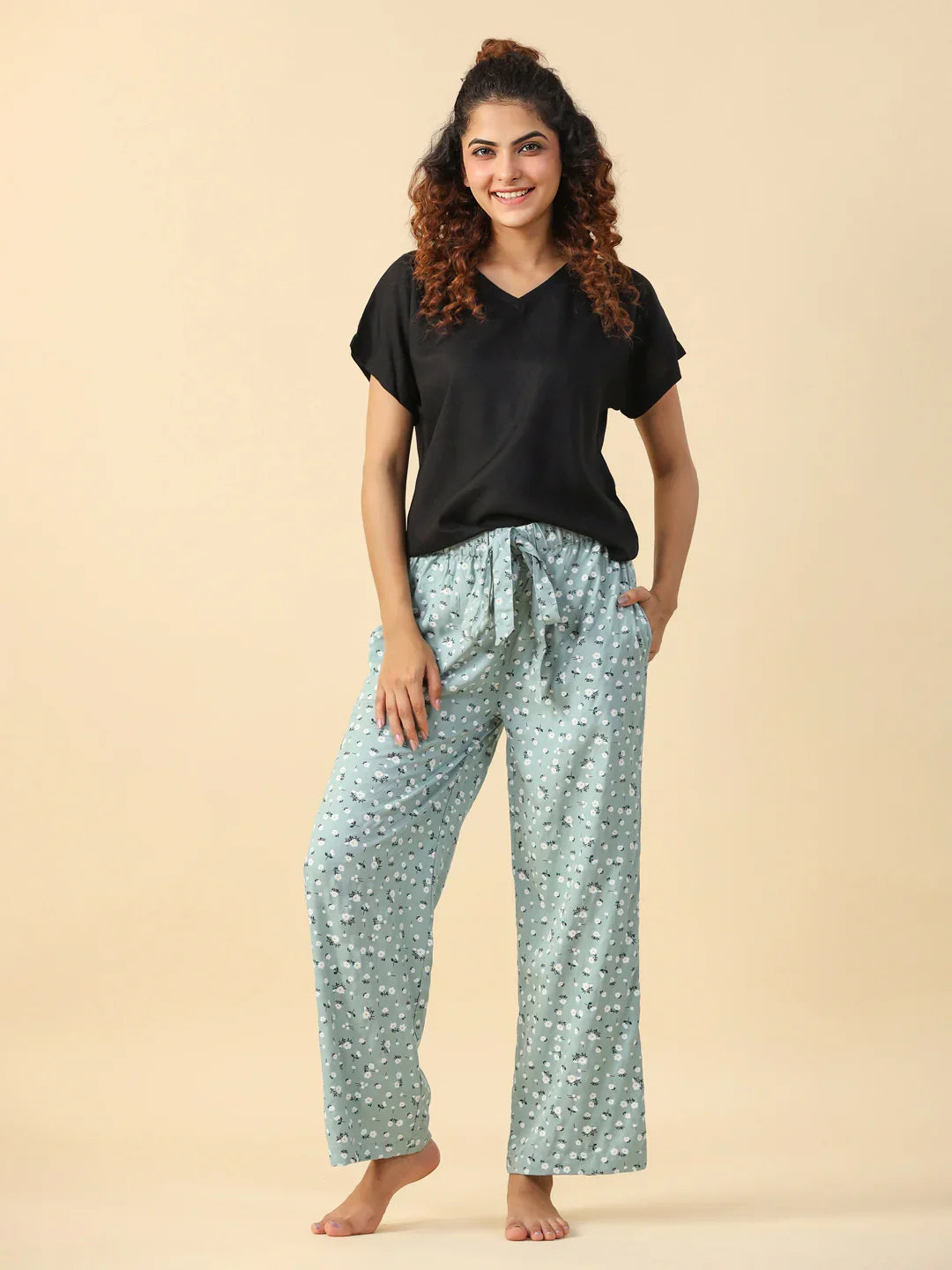T-shirt Viscose Rayon Night Suit set - SanskrutiHomes