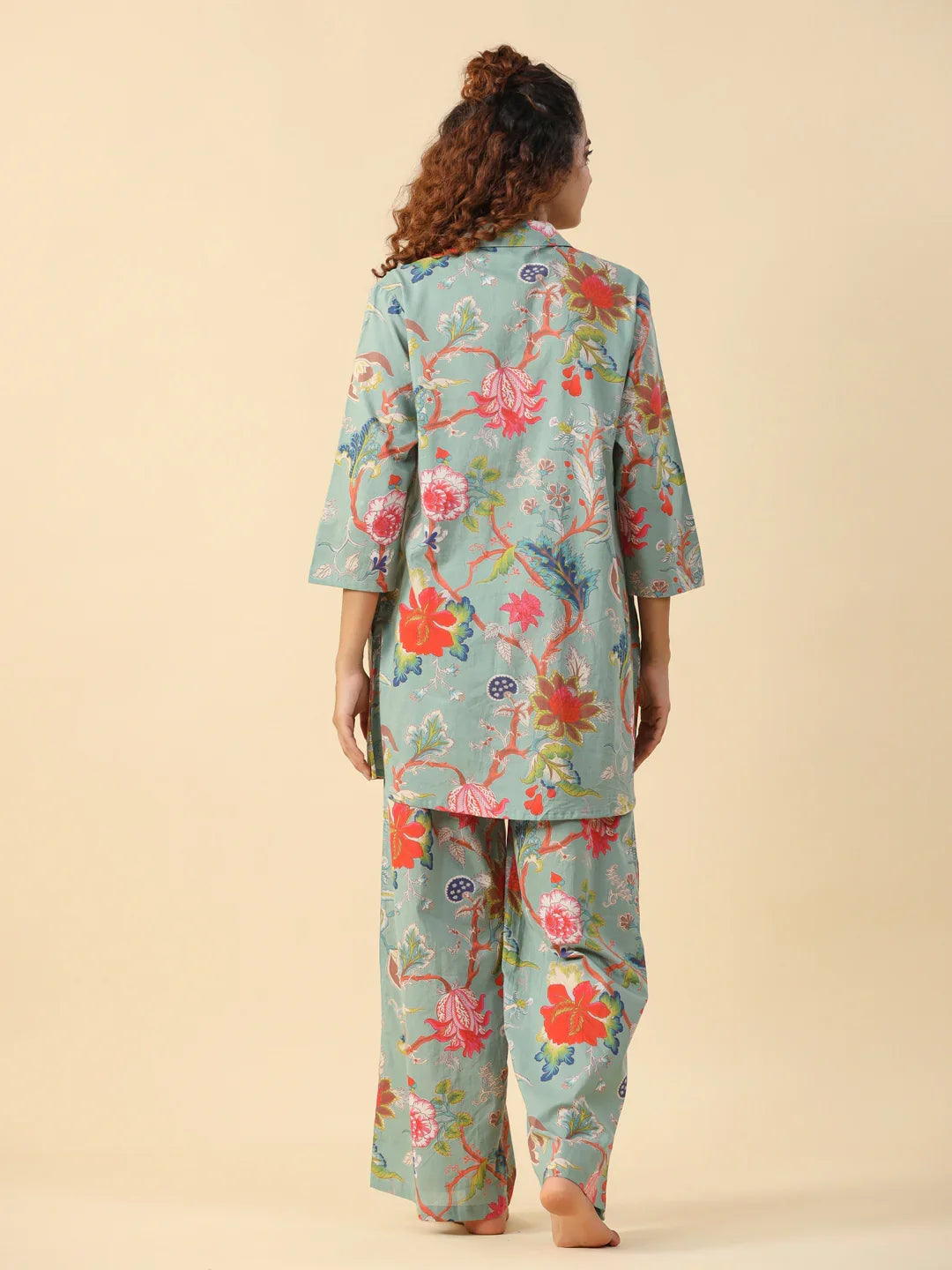 Green Printed pure cotton co-ord set - SanskrutiHomes