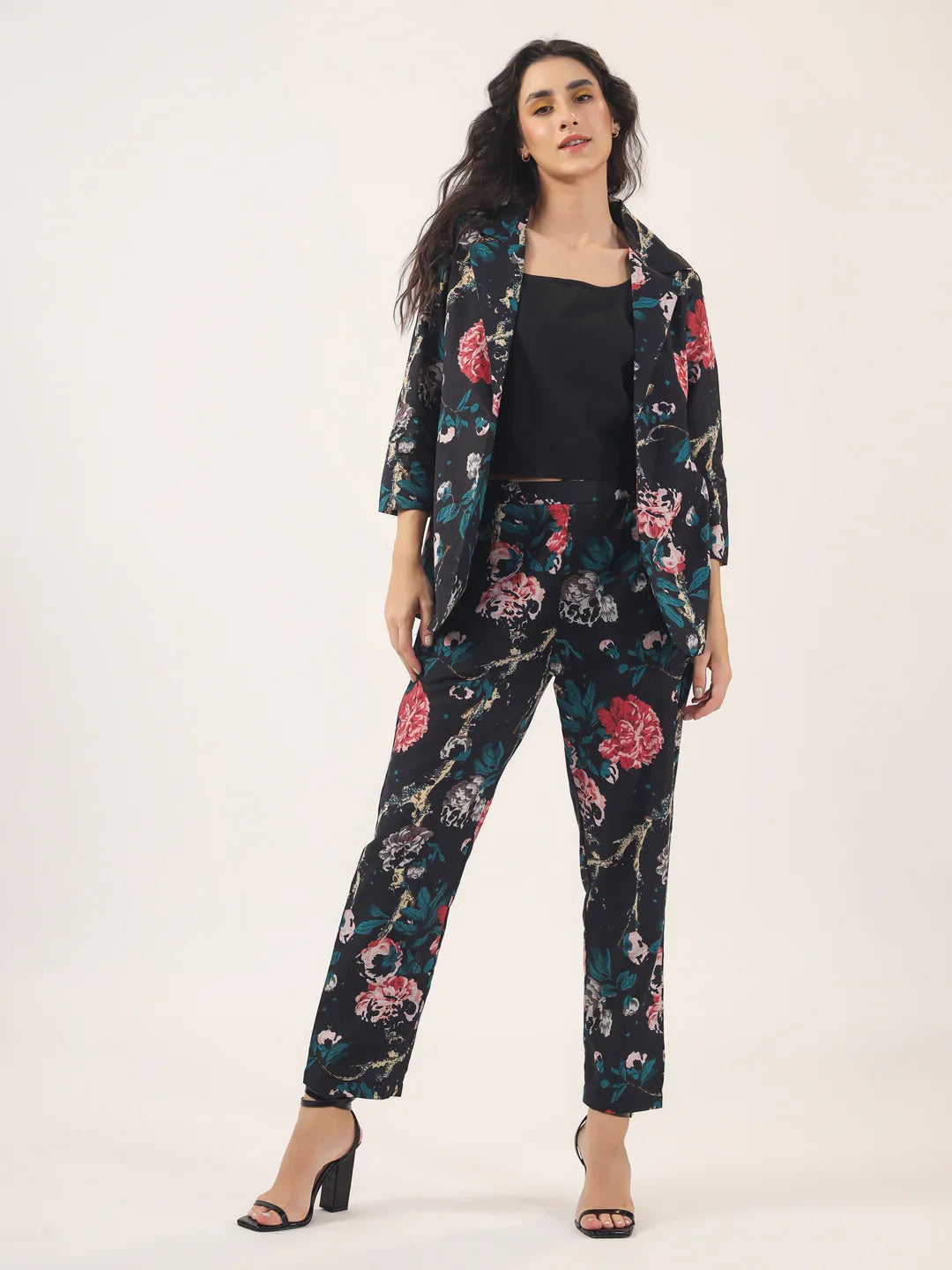 BLACK FLORAL Cotton Night SUIT - SanskrutiHomes