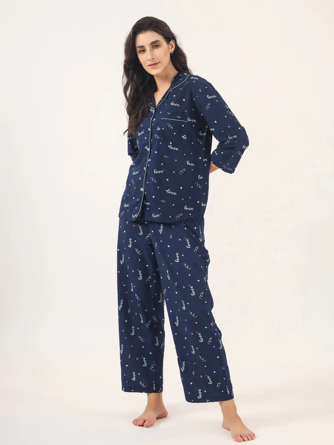 BLUE LOVE Cotton Night SUIT - SanskrutiHomes