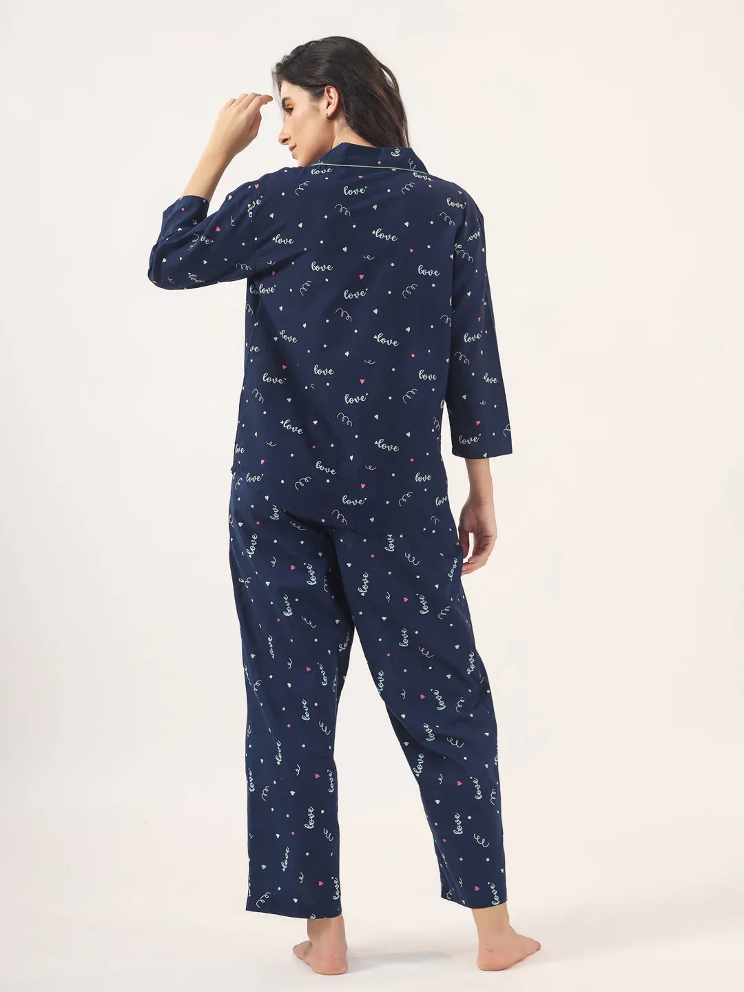 BLUE LOVE Cotton Night SUIT - SanskrutiHomes