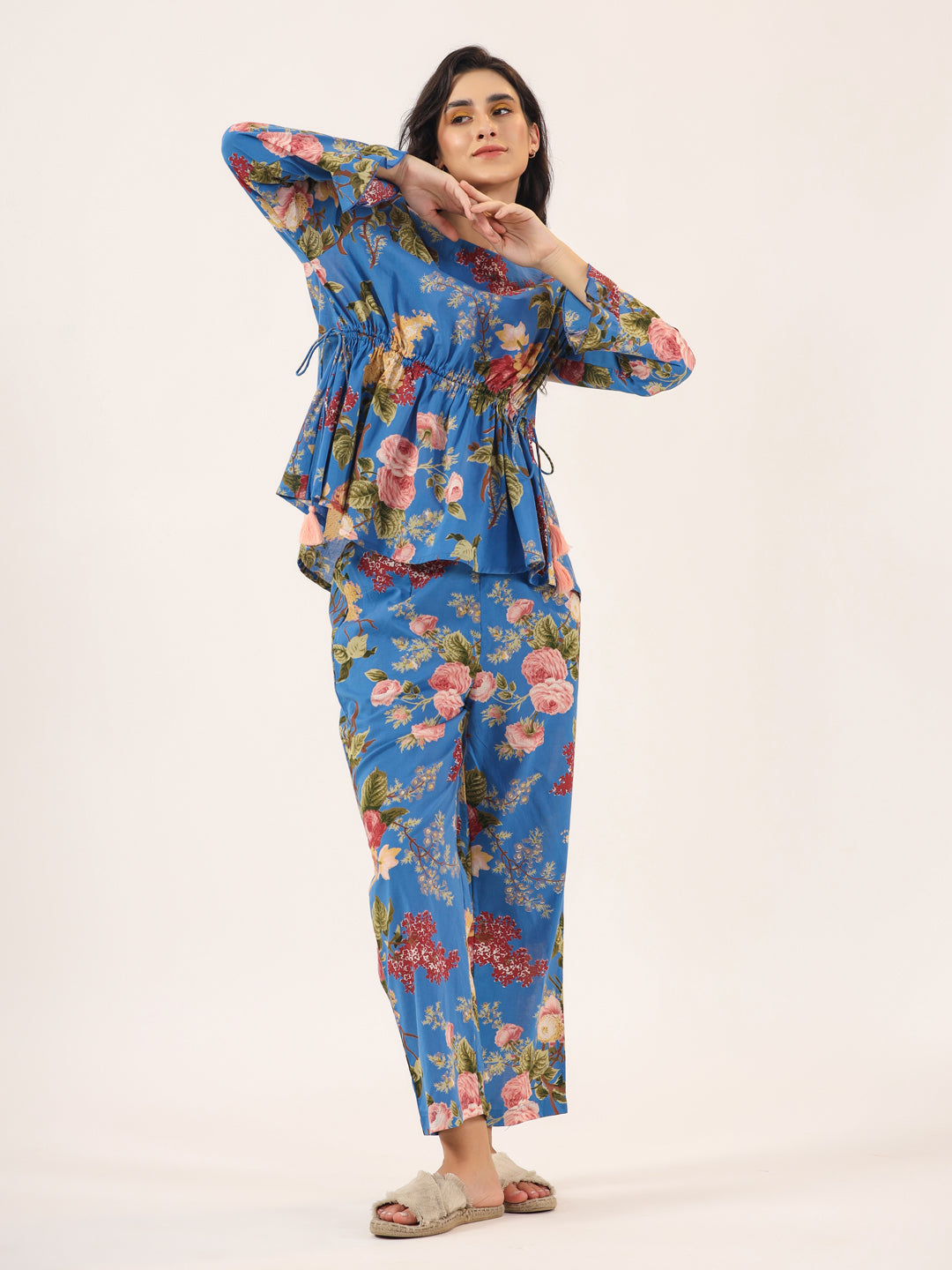 Cobalt blue Cotton Night SUIT