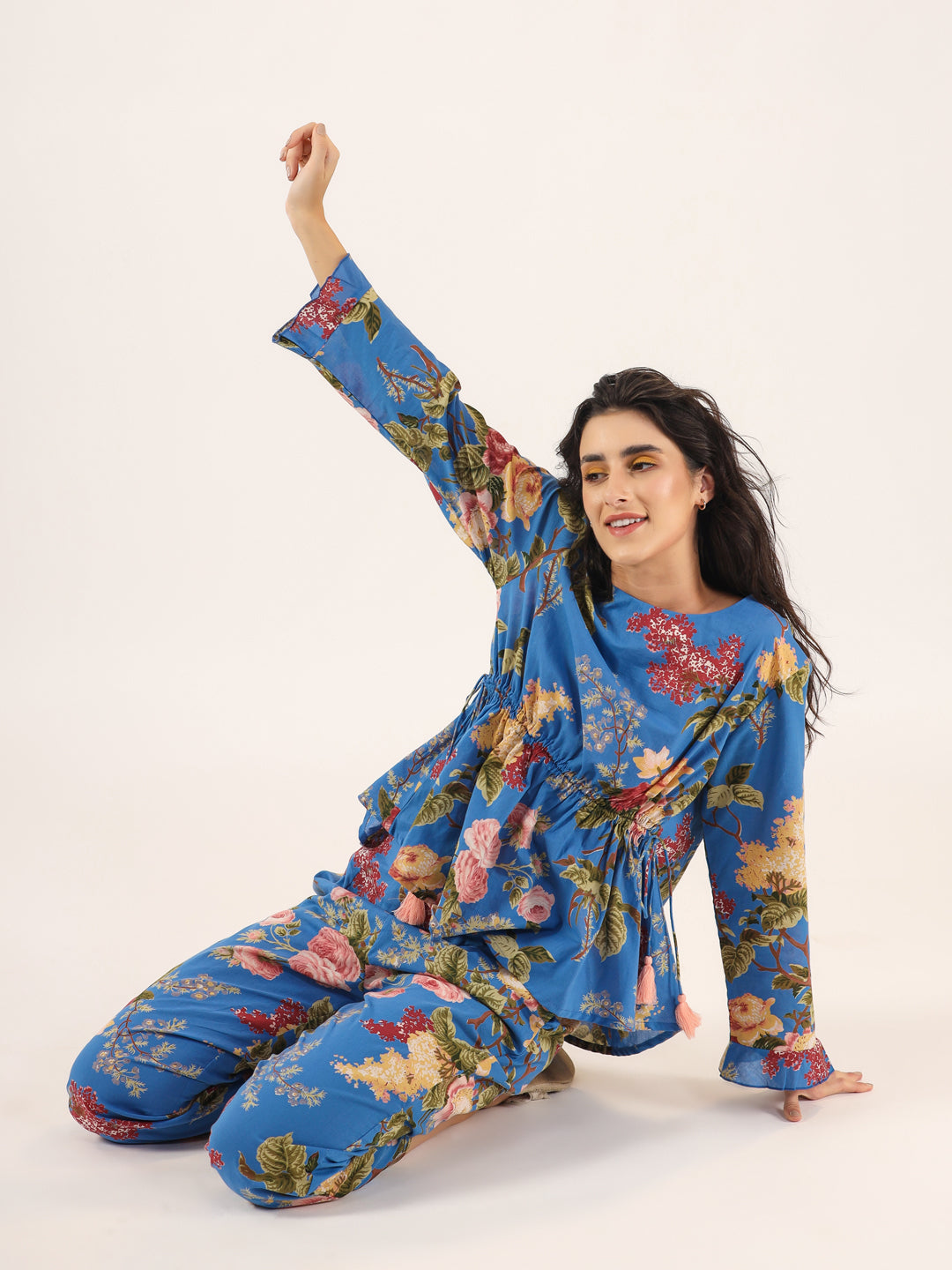 Cobalt blue Cotton Night SUIT