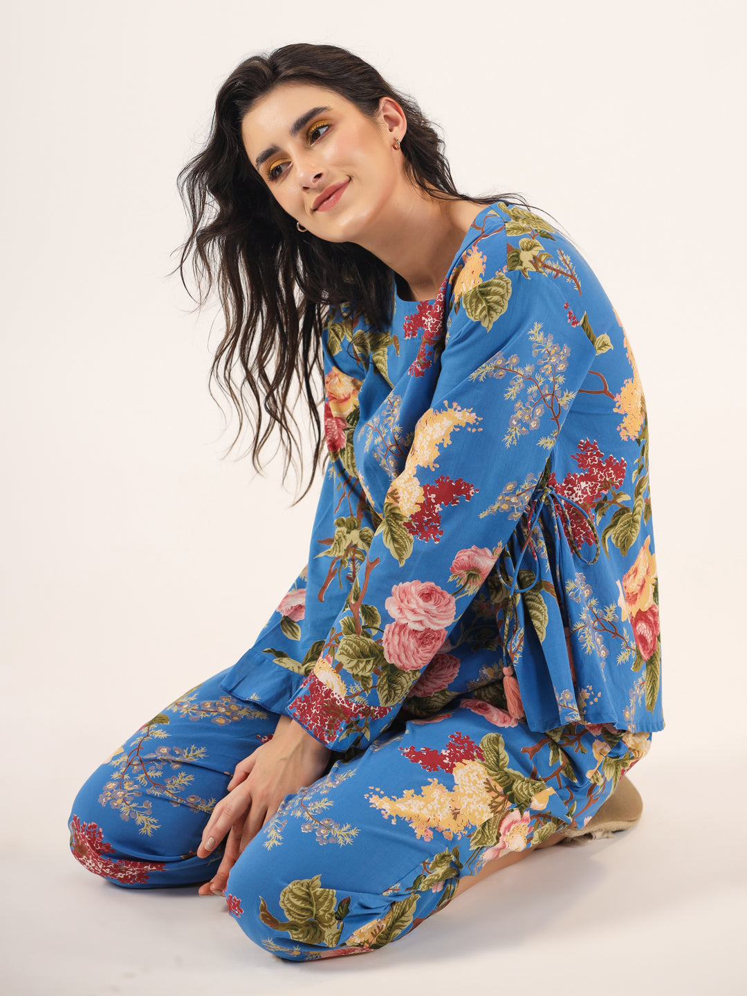 Cobalt blue Cotton Night SUIT