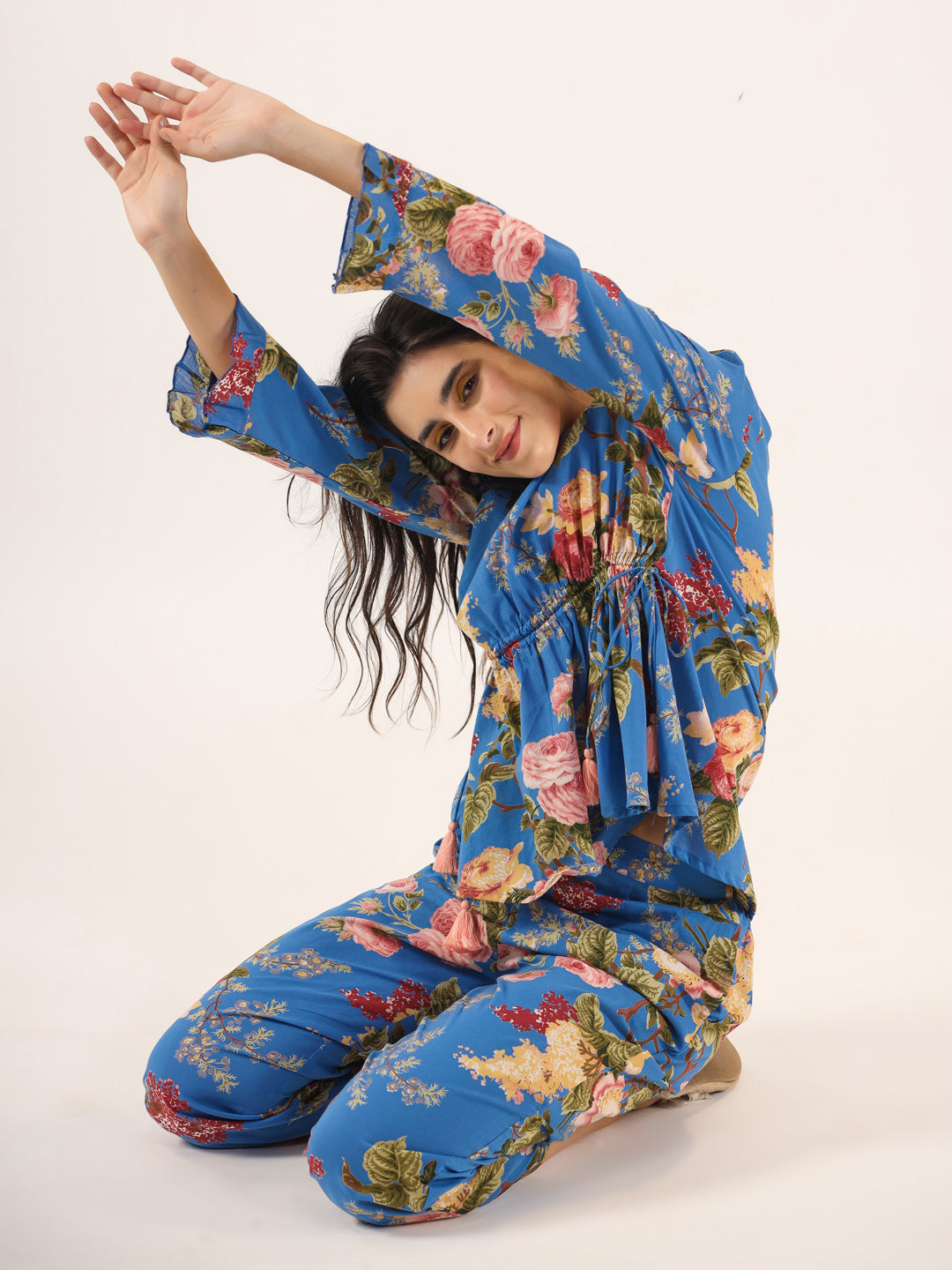 Cobalt blue Cotton Night SUIT