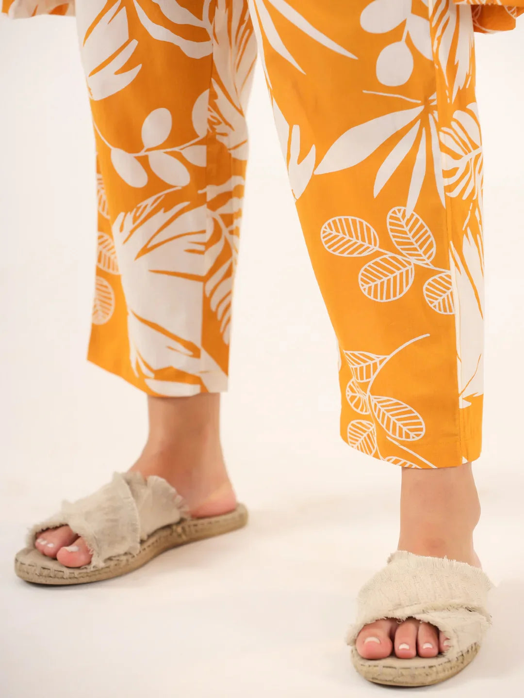 Yellow Pure Cotton 3 peice Night SUIT - SanskrutiHomes