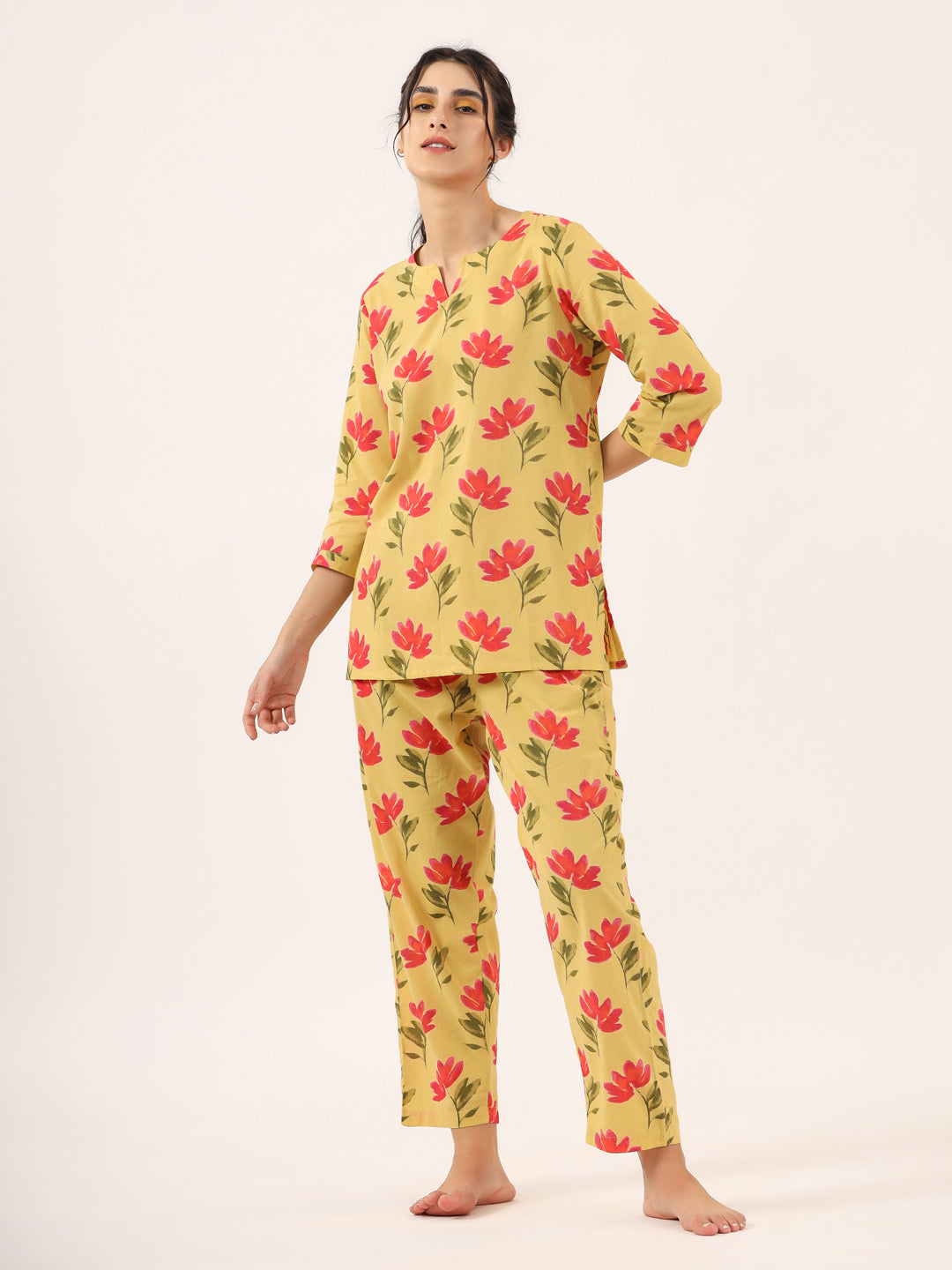 TULIP PRINT Cotton Night SUIT