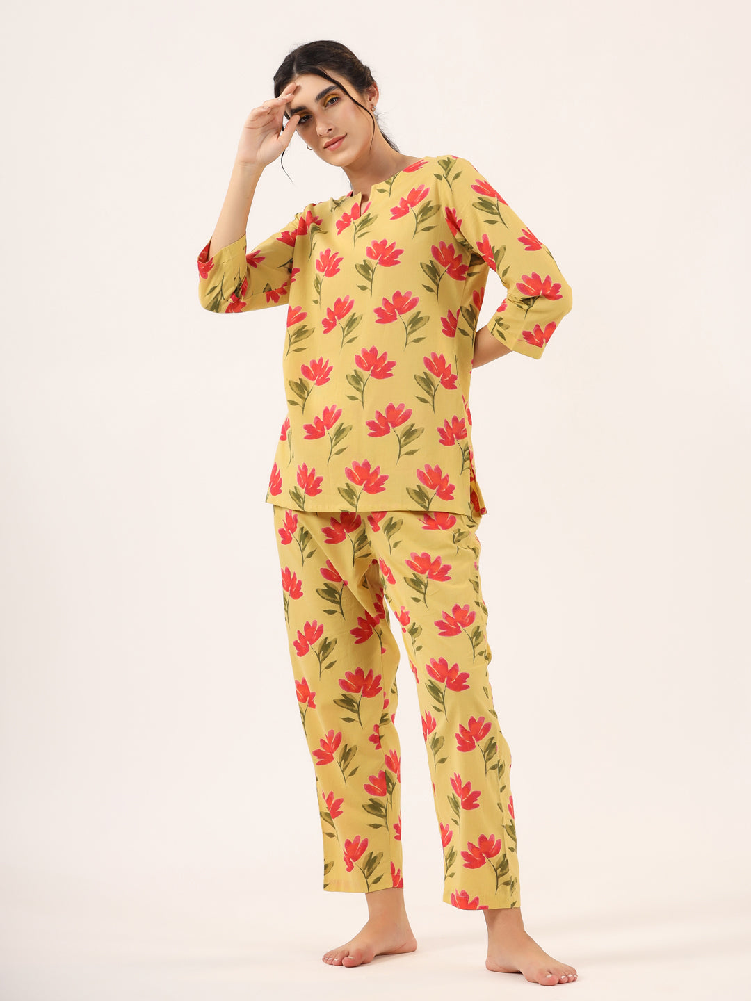 TULIP PRINT Cotton Night SUIT