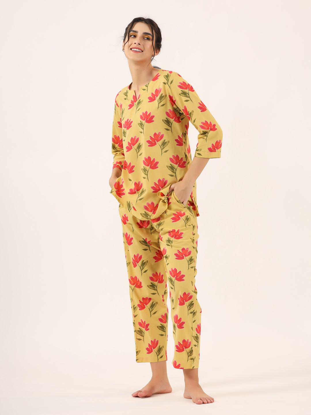 TULIP PRINT Cotton Night SUIT