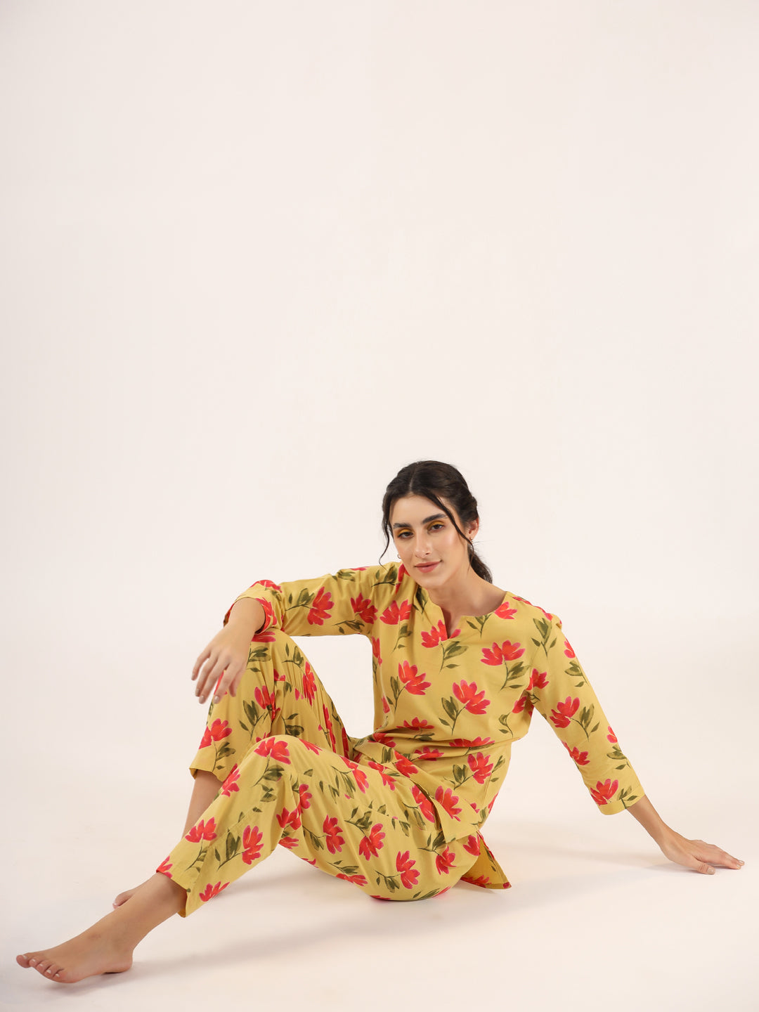 TULIP PRINT Cotton Night SUIT