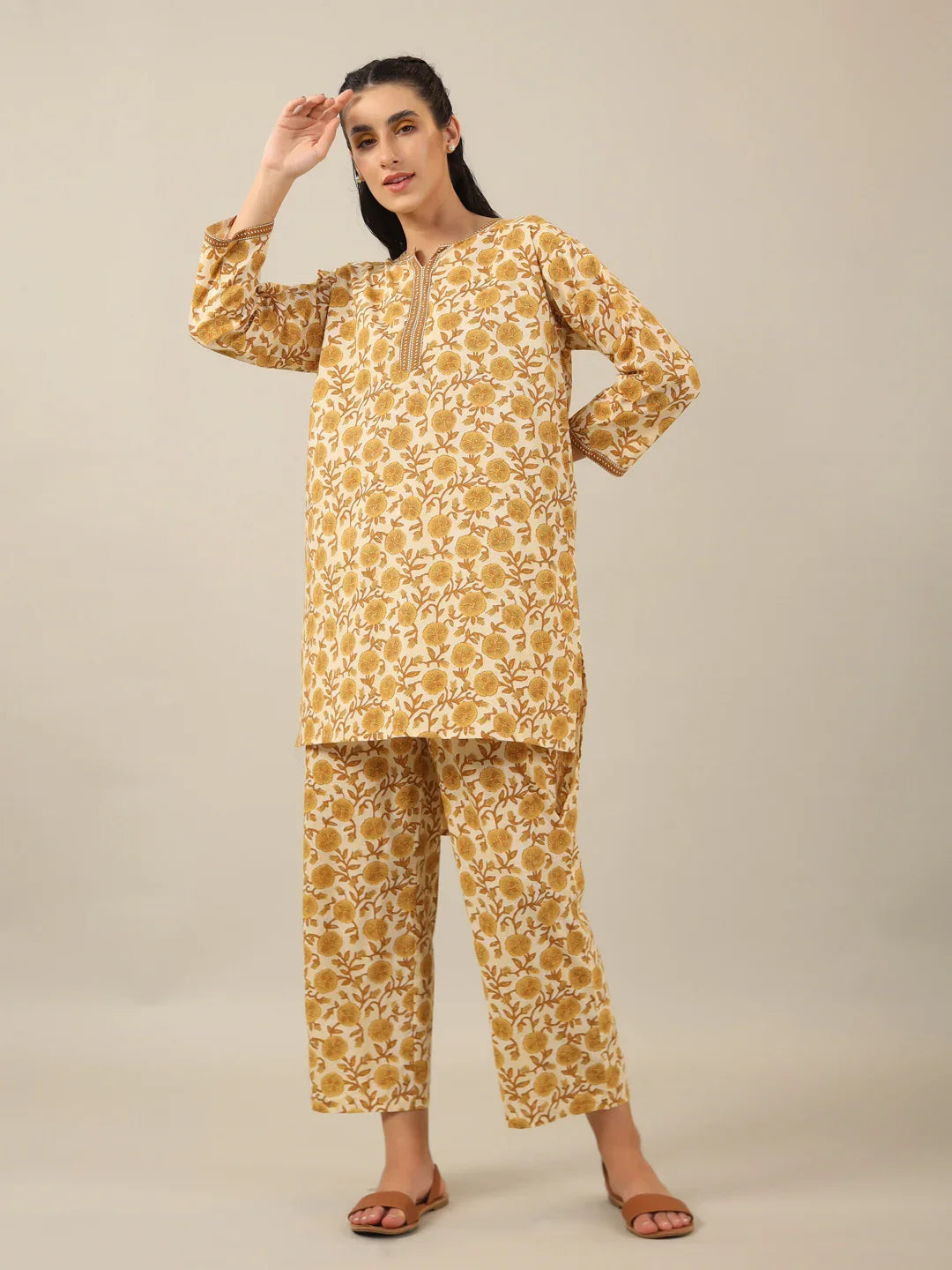 DAHLIA PRINTED Cotton Night SUIT - SanskrutiHomes