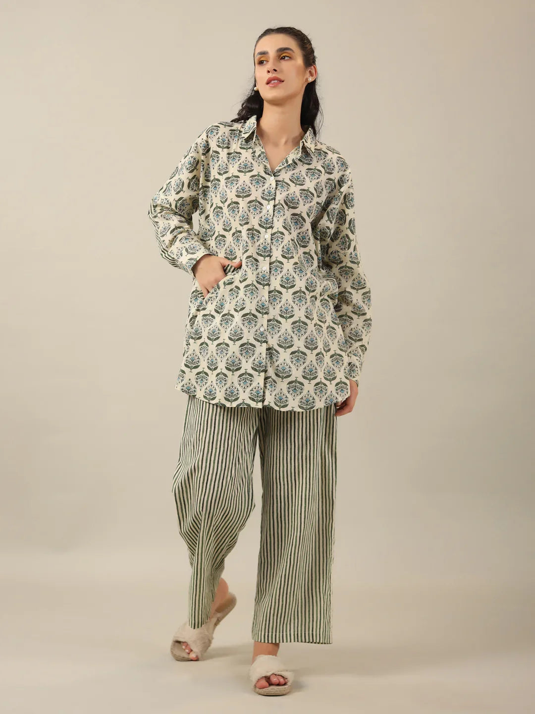 Duo Print loose fit Loungewear Set - SanskrutiHomes