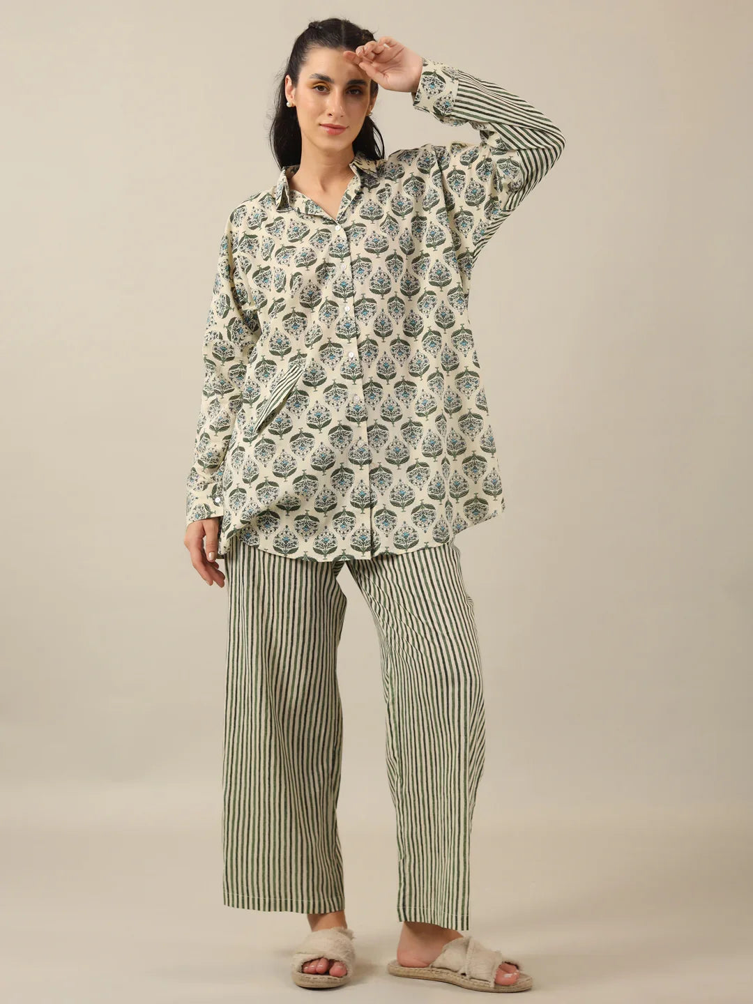Duo Print loose fit Loungewear Set - SanskrutiHomes