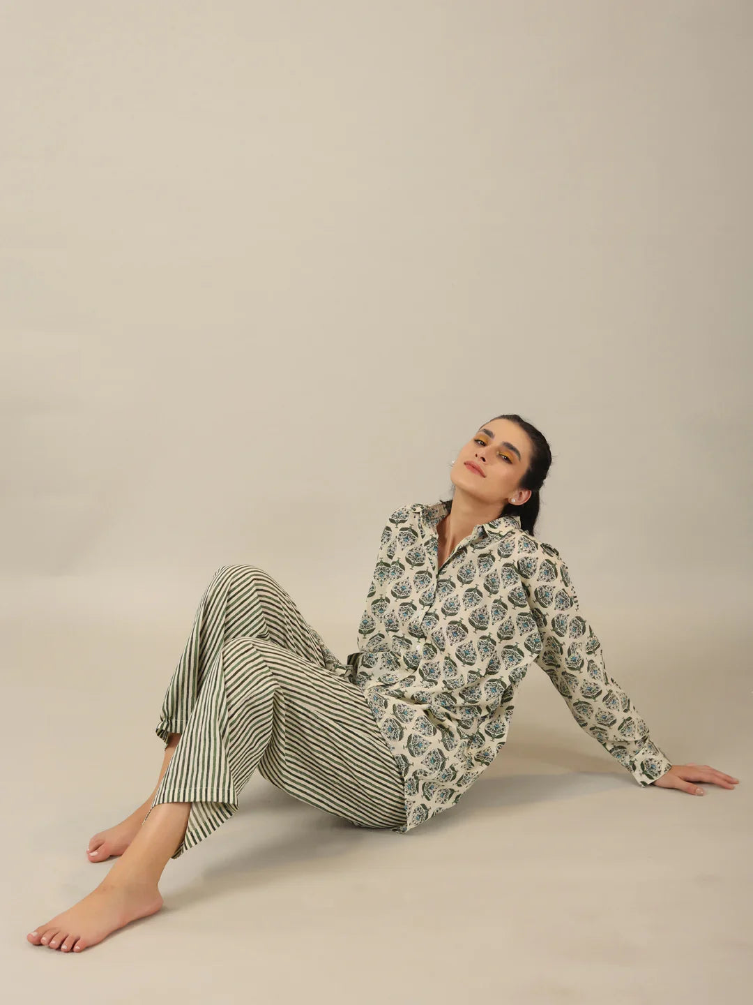 Duo Print loose fit Loungewear Set - SanskrutiHomes