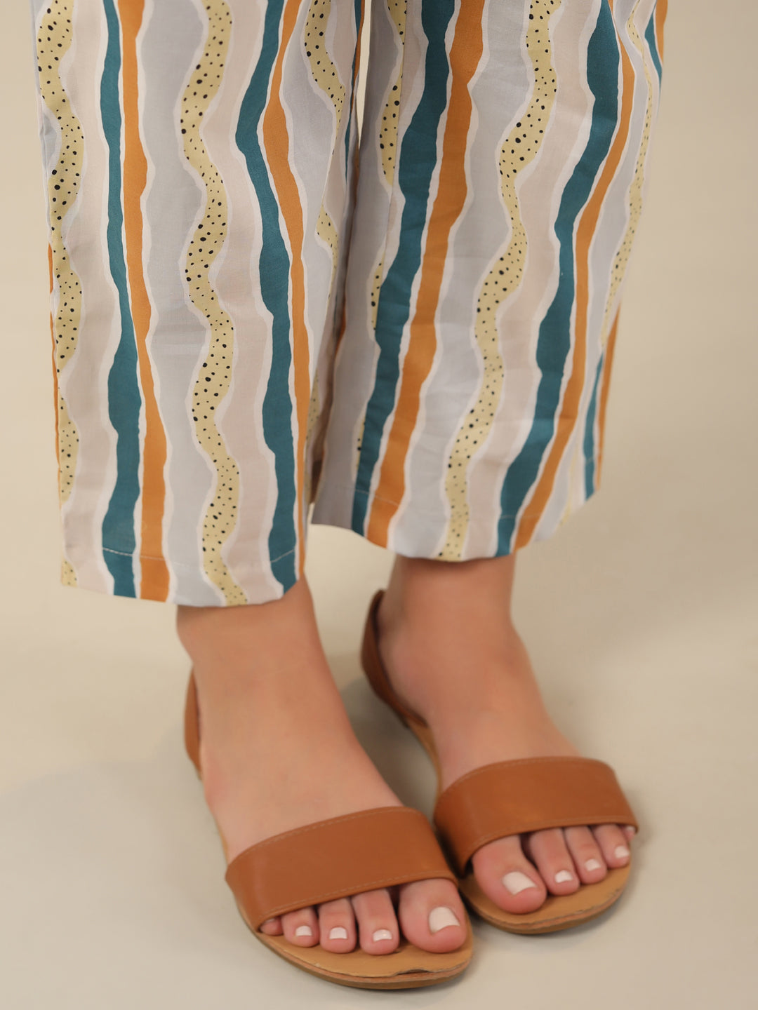 Line print Cotton Night SUIT