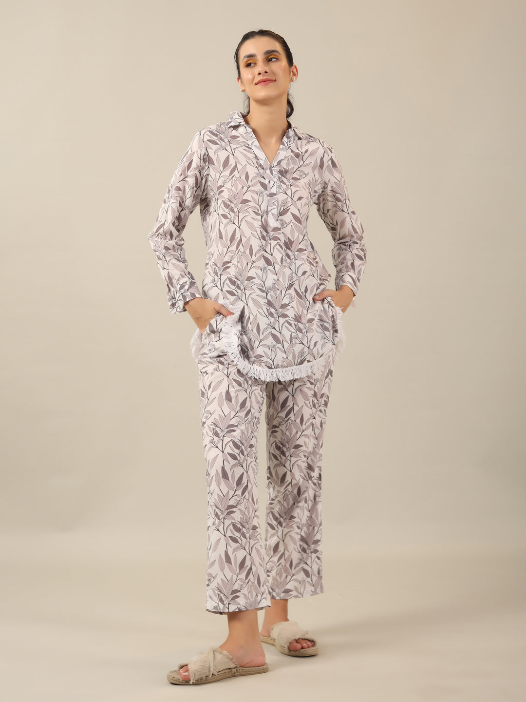 Bamboo leaf Cotton Night SUIT
