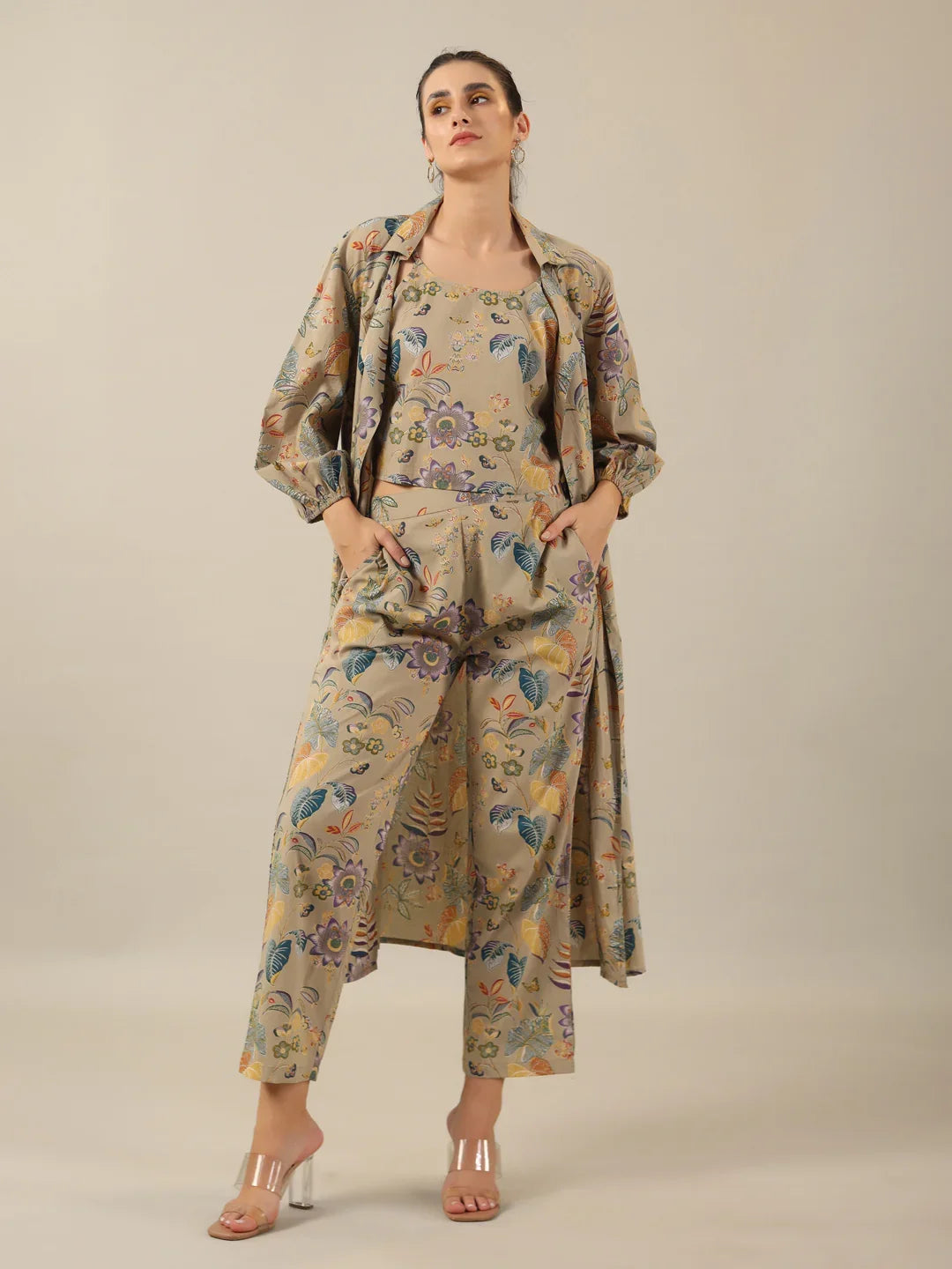 Collared 3 peice Co-ord set - SanskrutiHomes