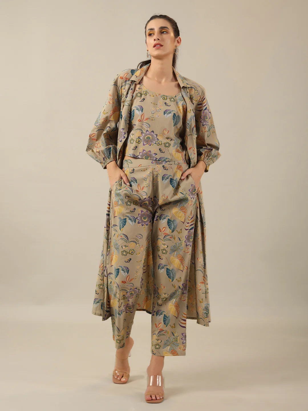 Collared 3 peice Co-ord set - SanskrutiHomes