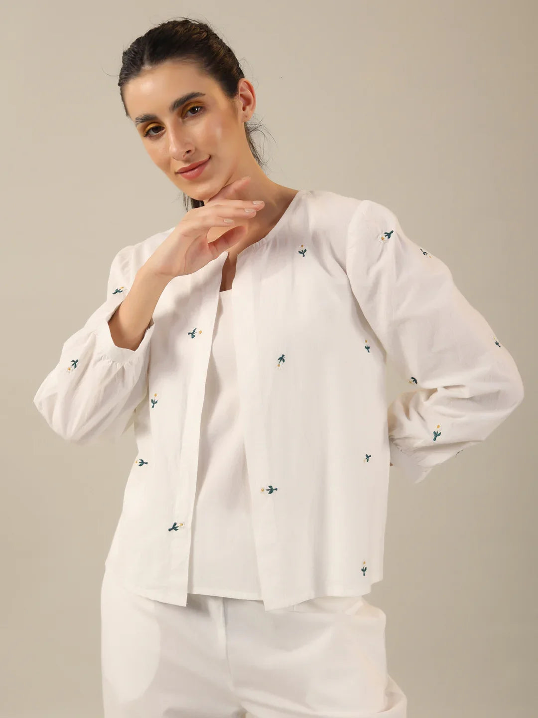 WHITE DAISY Cotton Night SUIT - SanskrutiHomes