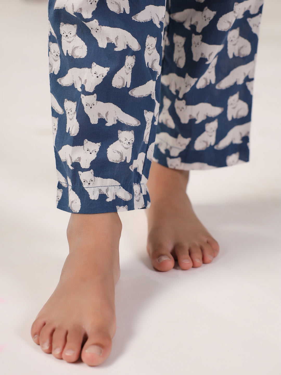 Blue Cotton Printed Night Suit for Kids